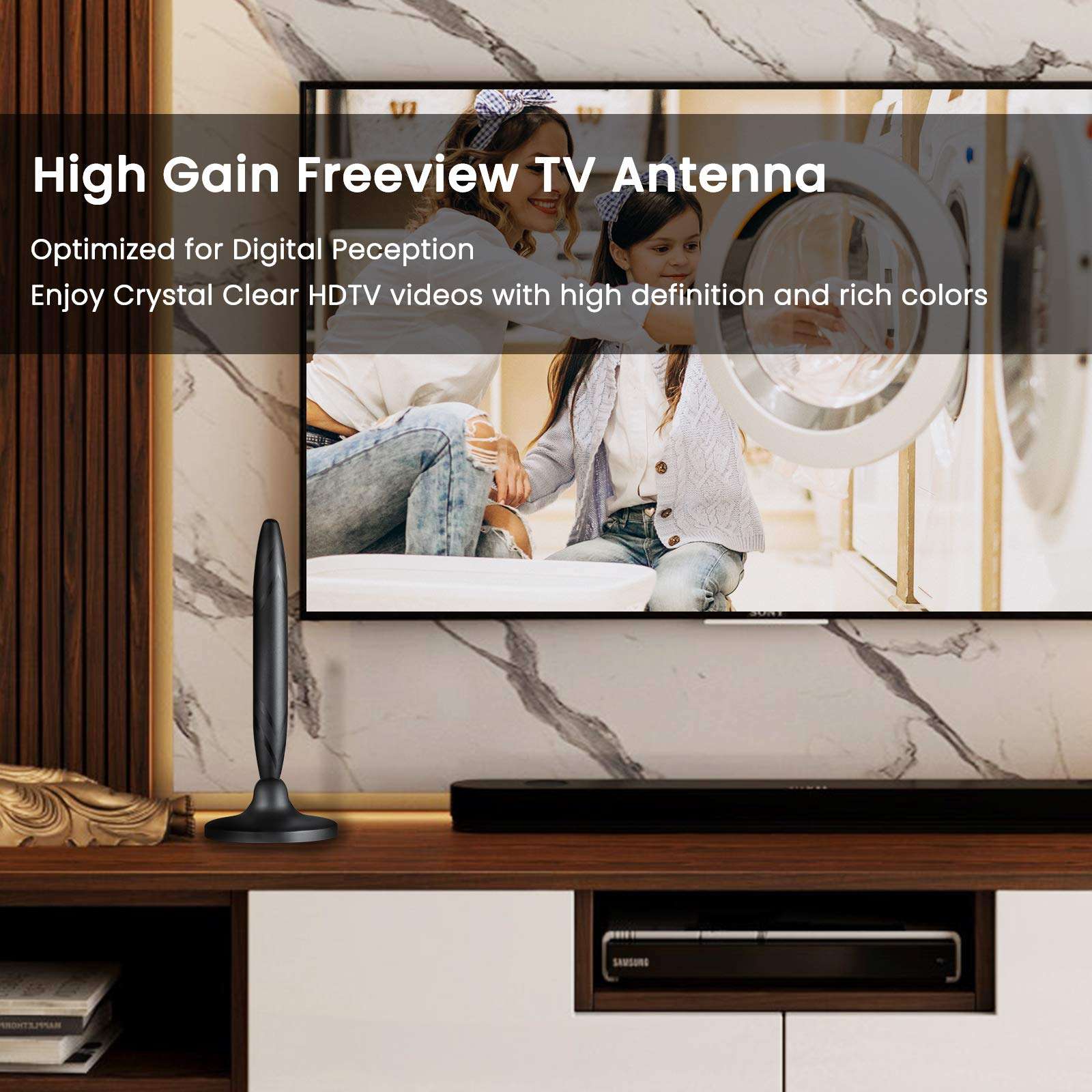 Antenna TV Digital HD Indoor, REDSTORM HD Indoor Digital TV Antenna with Amplifier HDTV Indoor Antenna Long Range 120 Miles with Signal Booster 9.8ft Coax Cable for All Local Channels 5