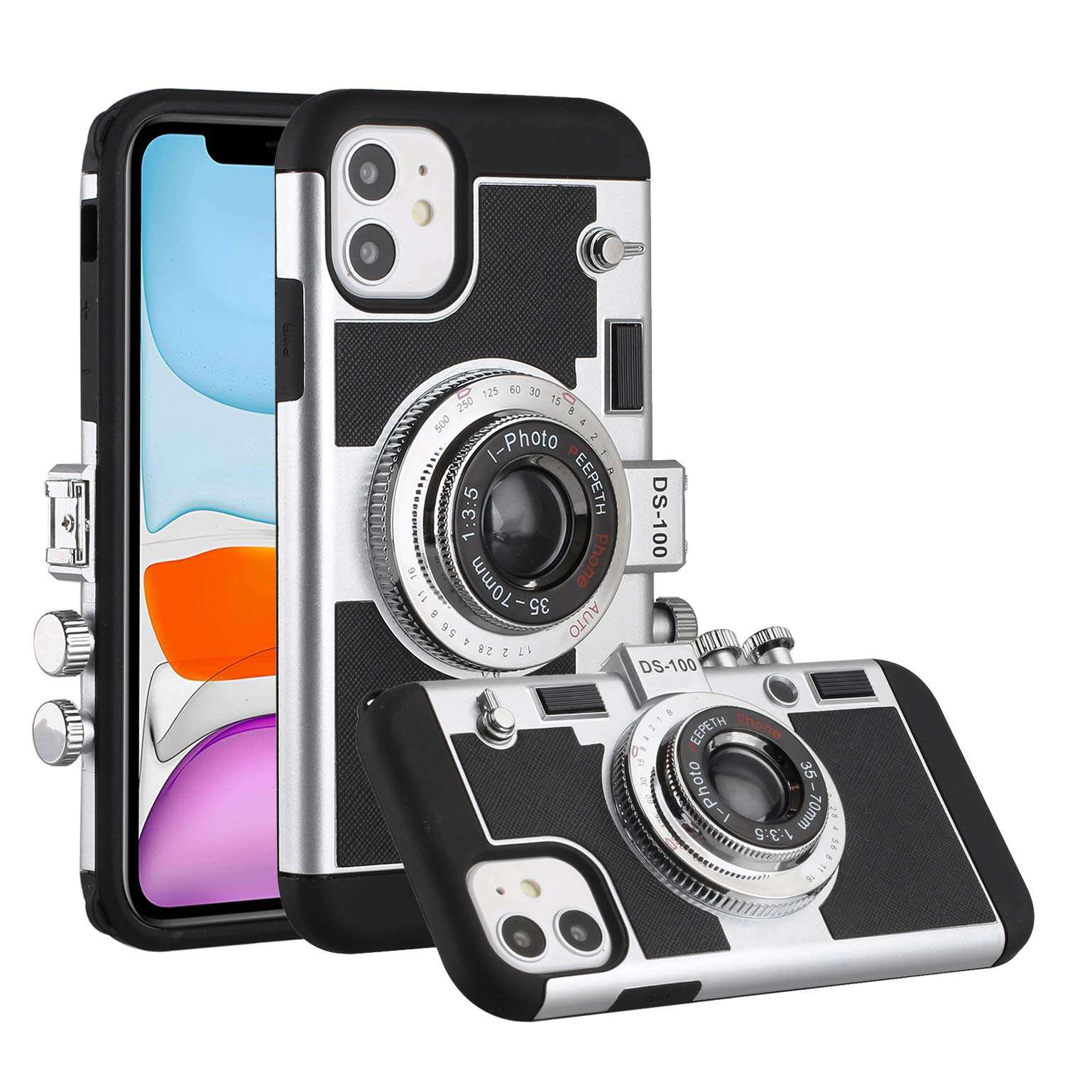 Wcysin Emily in Paris 3D Camera Design Case for iPhone 12/ for iPhone 12 pro with Long Neck Strap (for iPhone 12 and for iPhone 12 Pro) Black 2