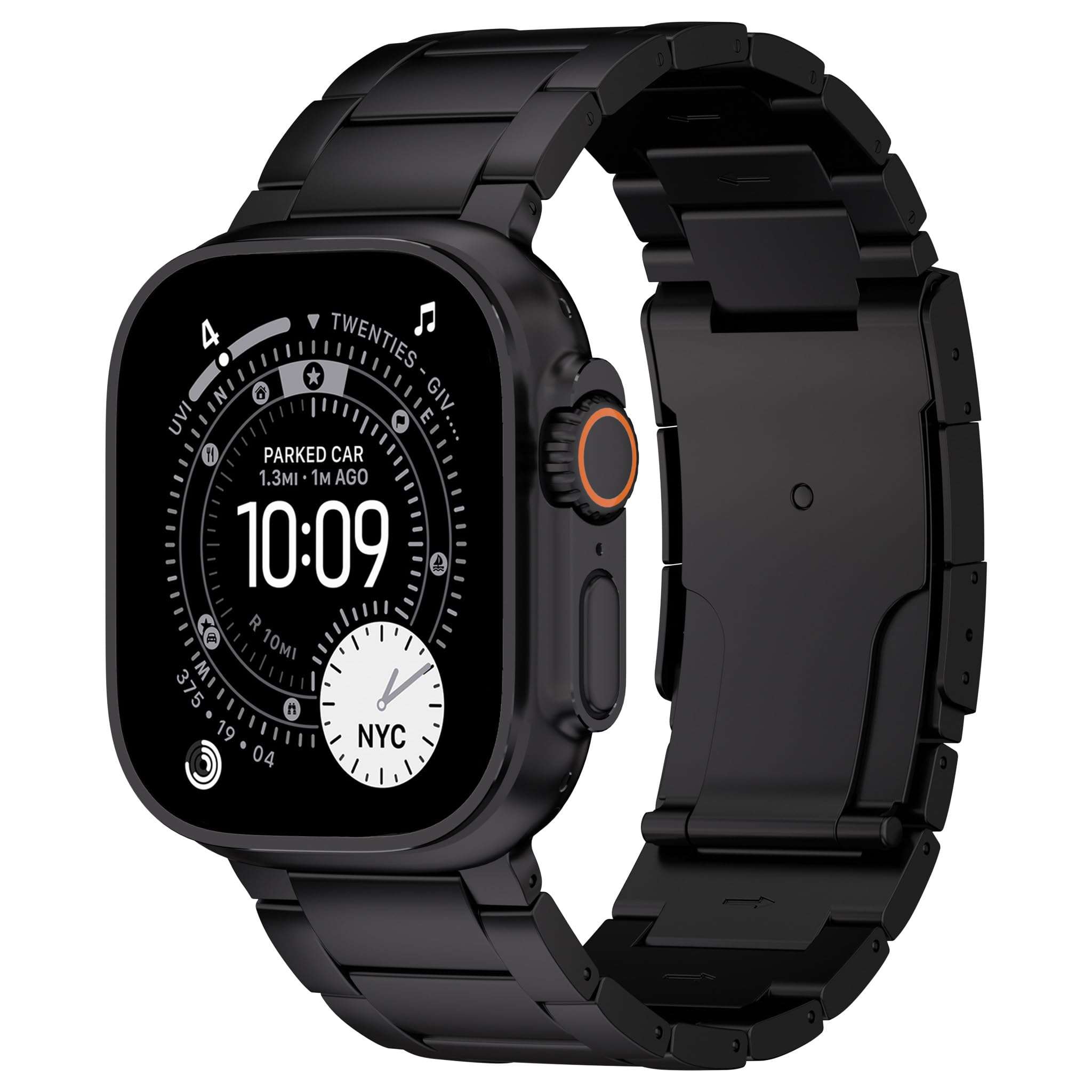 Ultra Supply Co. Titanium Apple Watch Ultra Band - Premium Titanium Watch Band 49mm - DLC Coating - Foldover Clasp - Adjustable Metal Bands for Apple Watch Ultra 3, 2, 1-26mm Wide, Black Titanium 1