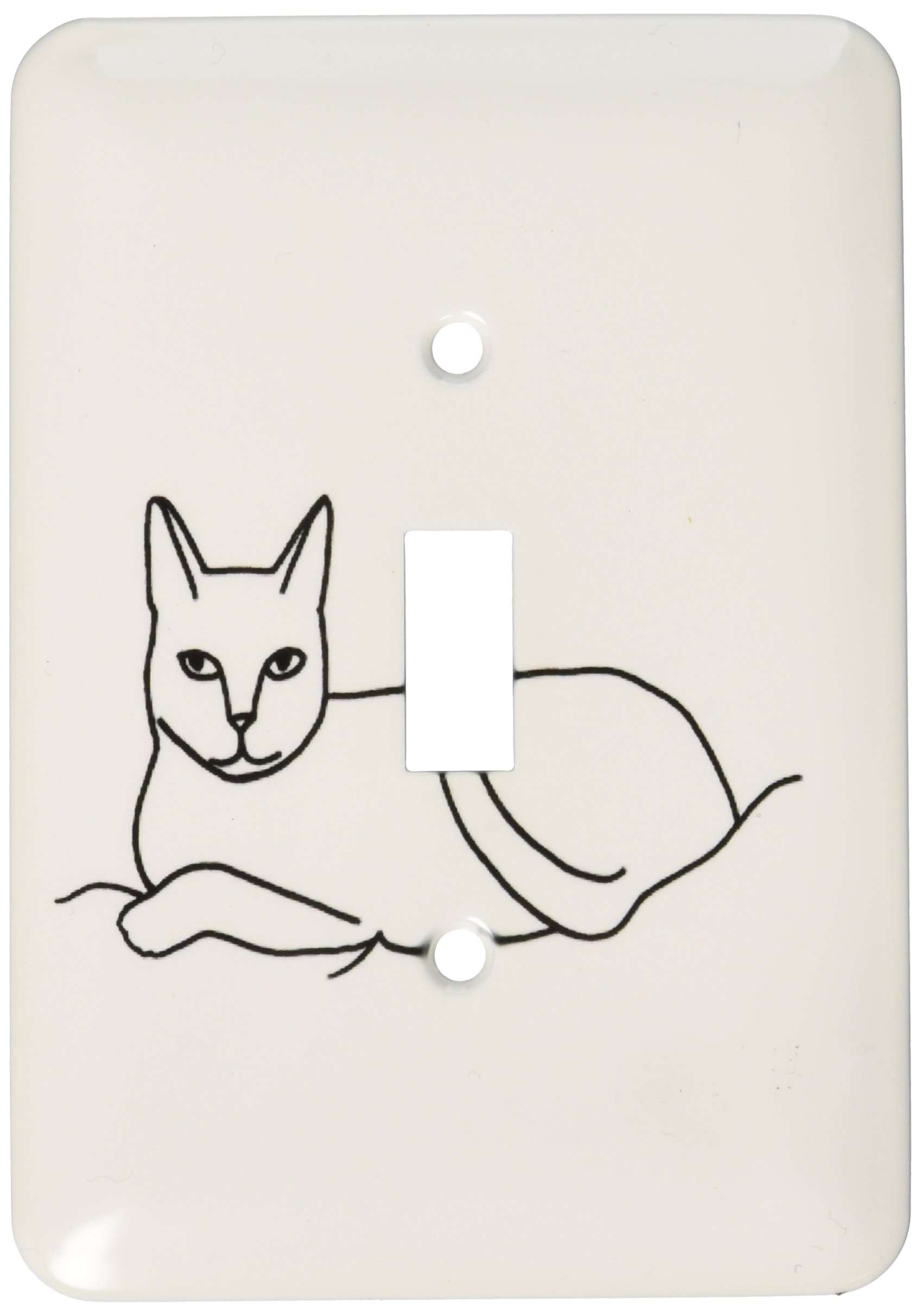 3dRose LLC lsp_21451_1 Cat Laying Outline Art Drawing Single Toggle Switch