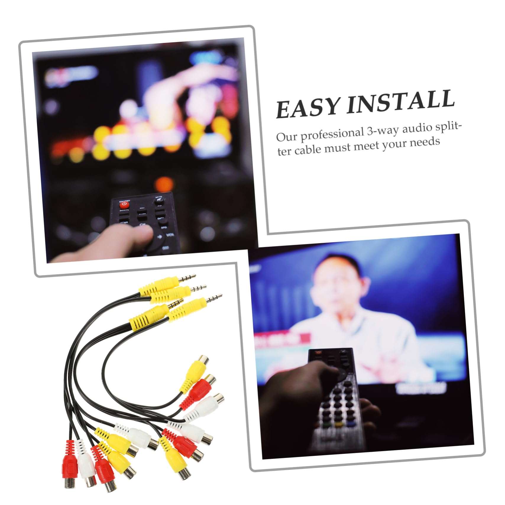 FELTECHELECTR 4pcs Av Adapter Cable Audio Adapter Cable 3 Way Audio Splitter Gaming Headsets Splitter Audio Converter Cable Audio Cord DVD Audio Cable 3-Way Laptop Cable Av Cable Copper Wire Red 5