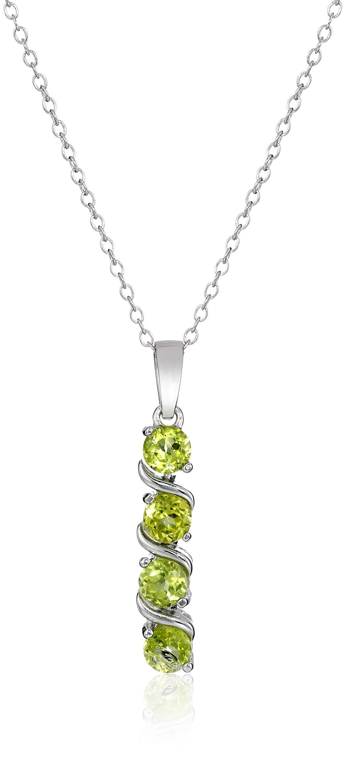 Amazon Essentials women Sterling Silver Genuine Peridot Pendant Necklace, 18" (previously Amazon Collection) 1