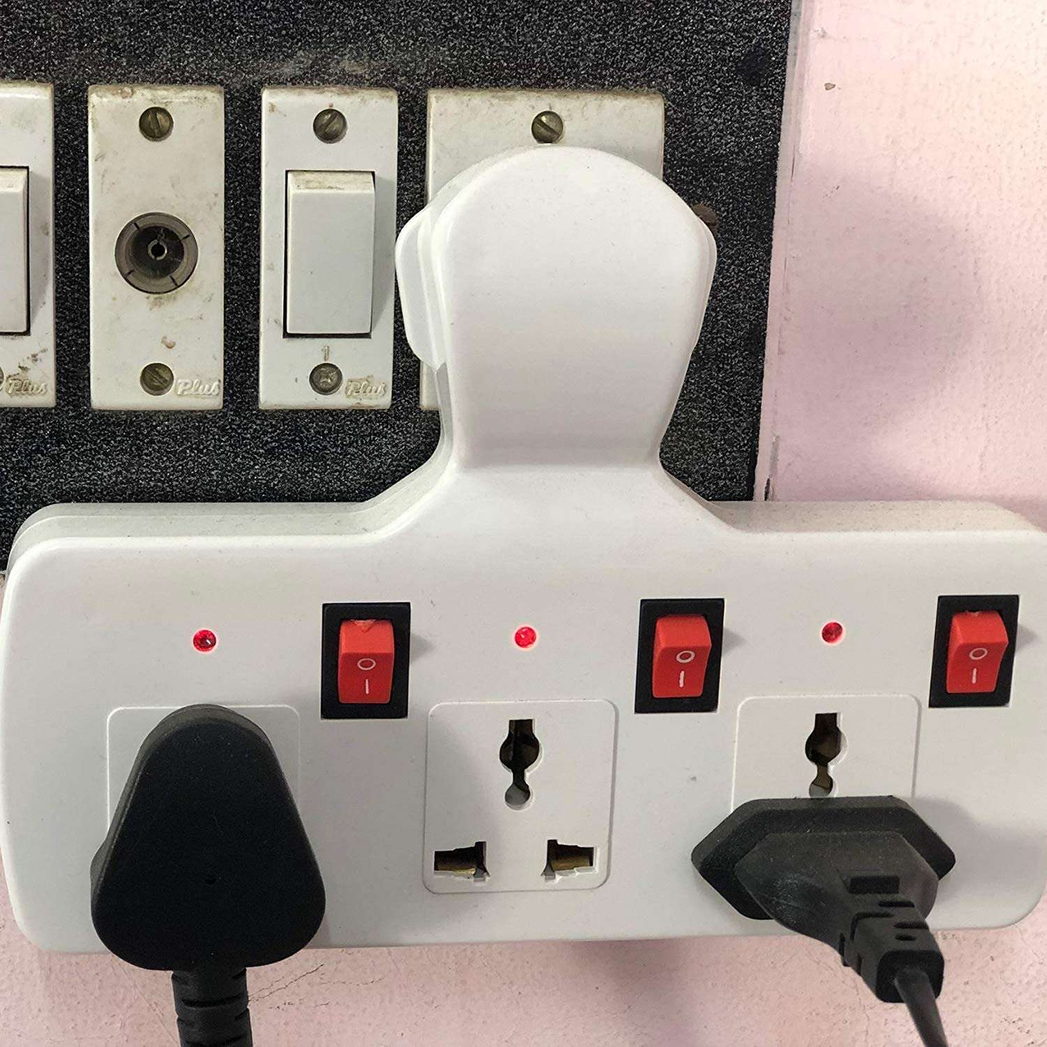 SKADIOO Multiplug | Multi-Plug Adapter | Plug Socket | multiplug | Multipin Plug Socket | Multi-Plug Socket | Plug | 3 pin Socket, Adapter Plug | Power Plug Extension Board, Multi-Plug, White 5