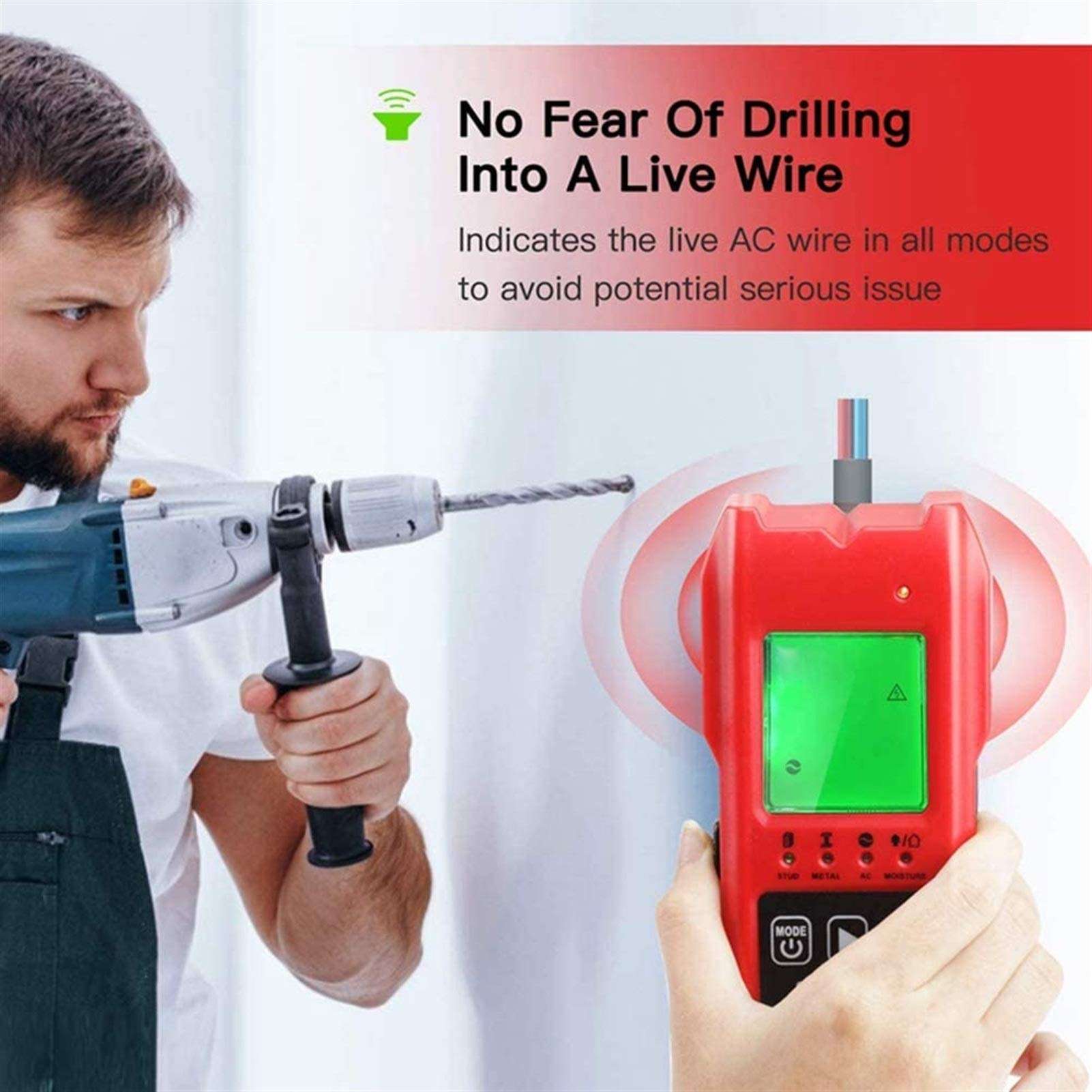 TSWEET Stud Finder, Stud Detector 4 in 1 Mutifunction Wall Scanner, HD LCD Display for The Center and Edge of Metal, Studs, AC Wire 2