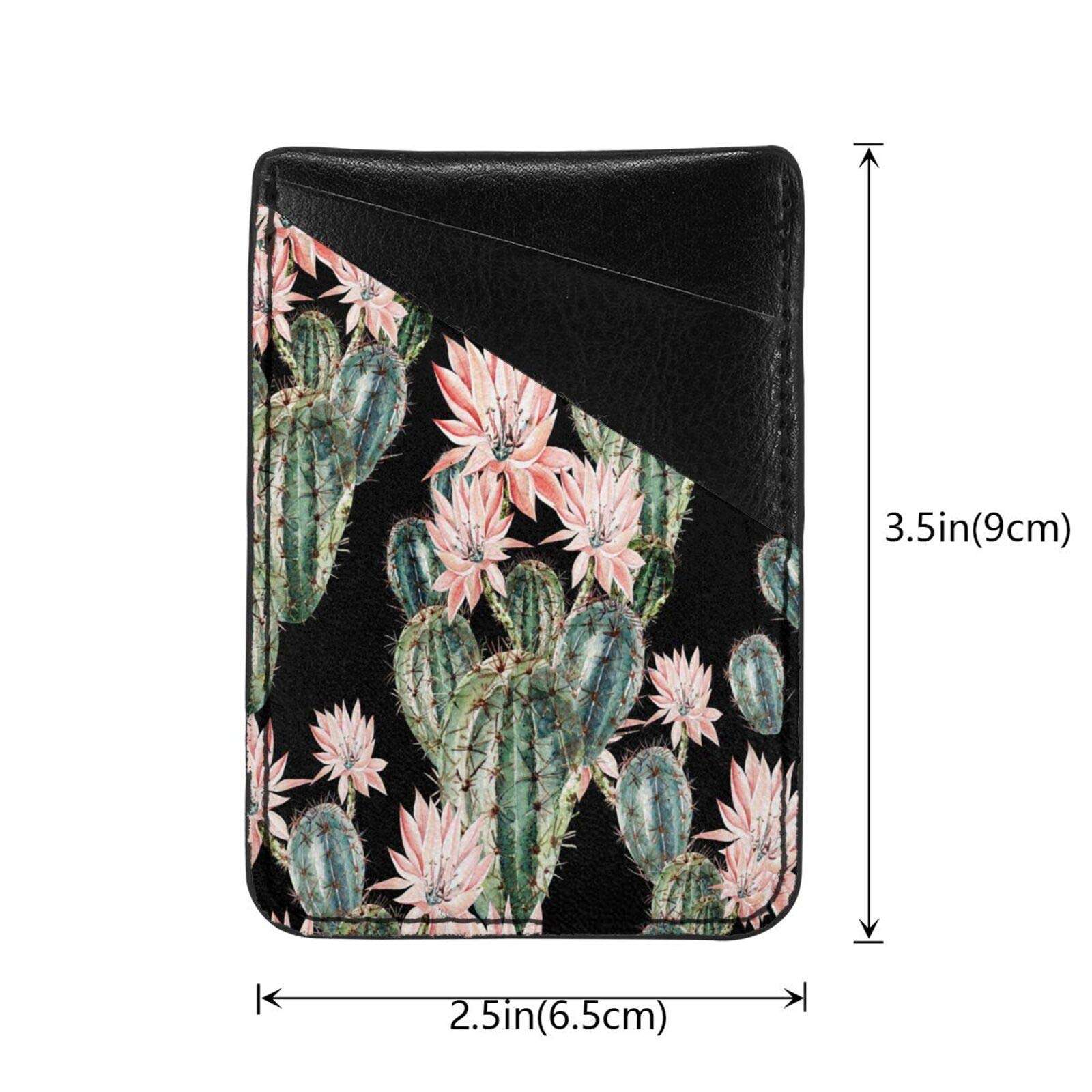 N/W Vintage Cactus Phone Card Holder, Stick-on ID Credit Card Wallet Phone Case Pouch Sleeve Pocket for iPhone, Android and All Smartphones Black 3.5 x 2.5 x 0.2 inches 4