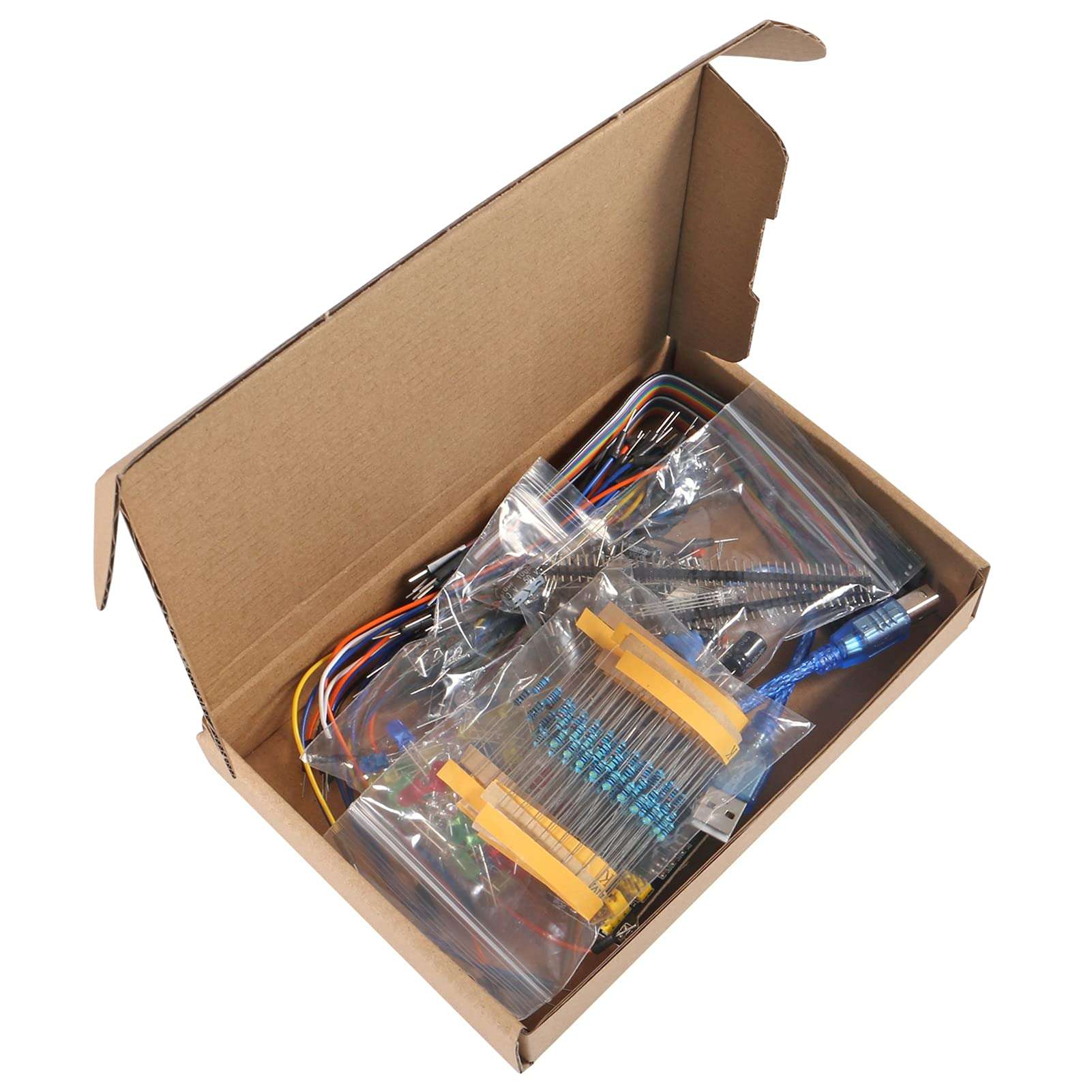 AITRIP New Electronics Basic Kit w/Power Supply Module, 400 Points Solderless Breadboard, Jumper Wire, LED,Resistor,Compatible with Arduino, Raspberry Pi, STM32 3