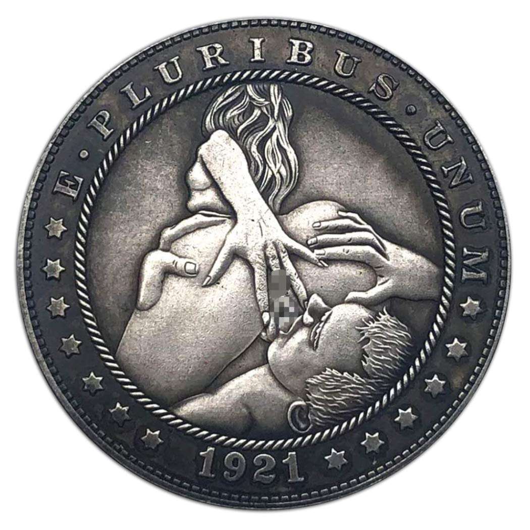 MOMOKY 1921 Challenge Coin The Taste of Love Hobo Coin Collecting-Funny Adult Toy Arts Naked Souvenir Old Coins-American Liberty Eagle Lucky Morgan Coin Discovery Collection Silver 1
