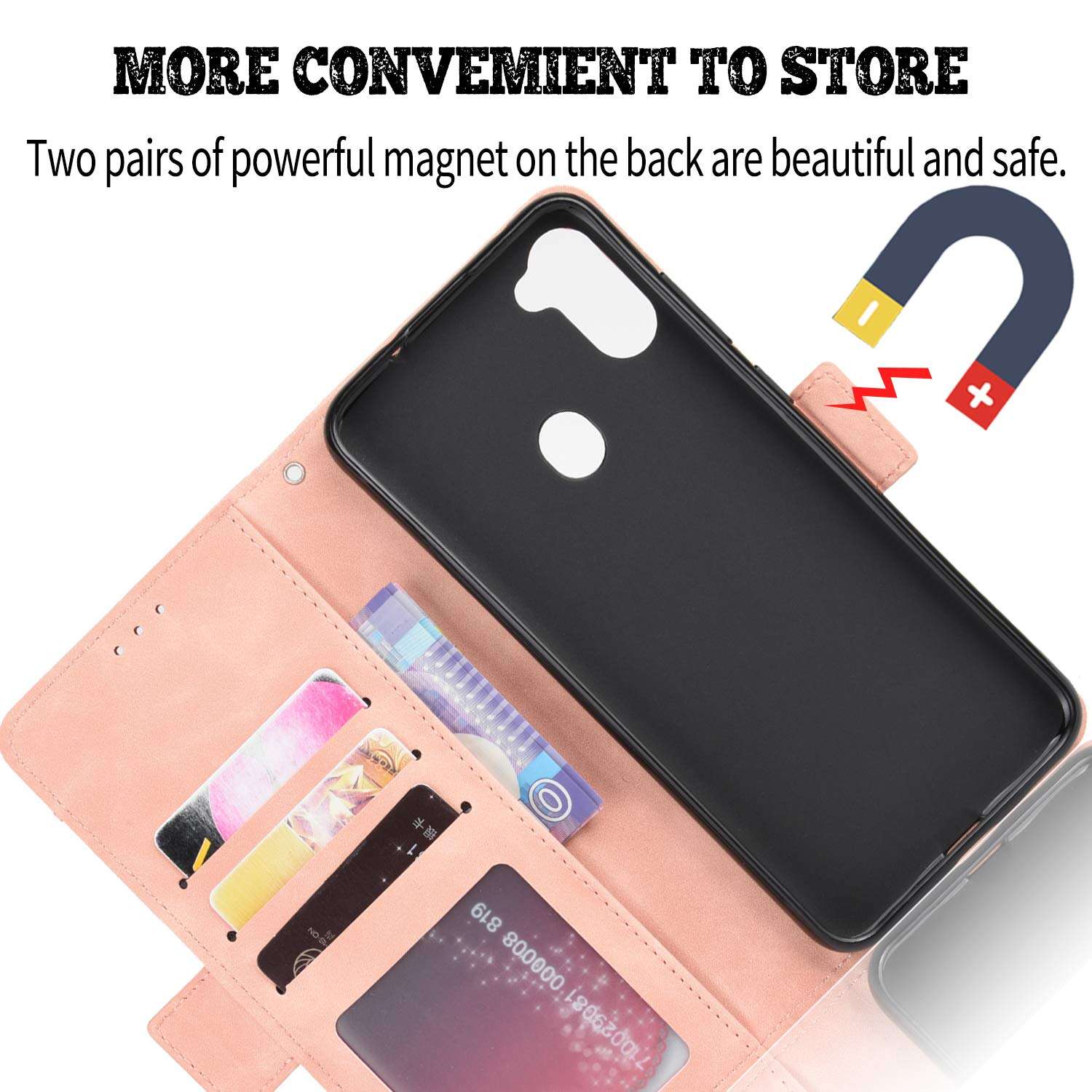 FengXinZi Compatible with Samsung Galaxy A11 Wallet Case with Card Holder, ID Credit Card Slots Anti-Scratch Shockproof Protective, Heavy Duty Premium PU Leather Stand Kickstand samsunga11case Pink 6