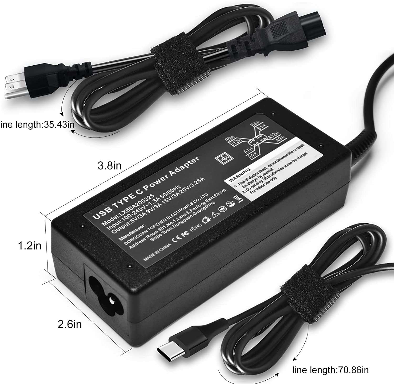 65W USB C Cable Super Fast Charger Type C for HP Spectre x360 13 :13-w063nr 13-ac076nr 13-ac075nr 13-w021tu 13-ac023dx Convertible Laptop 13-ac033dx Ac Adapter Power Cord 4