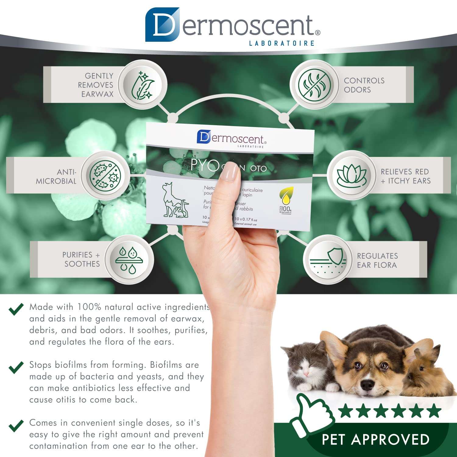 Dermoscent Pyoclean OTO Dog Ear Cleaner - Drops to Stop Head Shaking, Itchy & Waxy Ears - Non-Toxic - Ear Cleaning Solution for Dogs 4