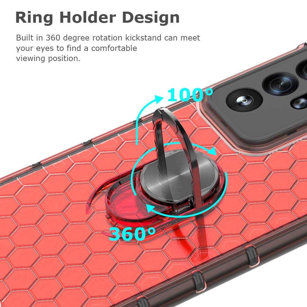 Galaxy Note 20 Ultra Case, Shockproof Bumper Cover with Kickstand Holder [Work for Magnetic Car Mount] Compatible with Samsung Glaxay Note 20 Ultra, Red 5