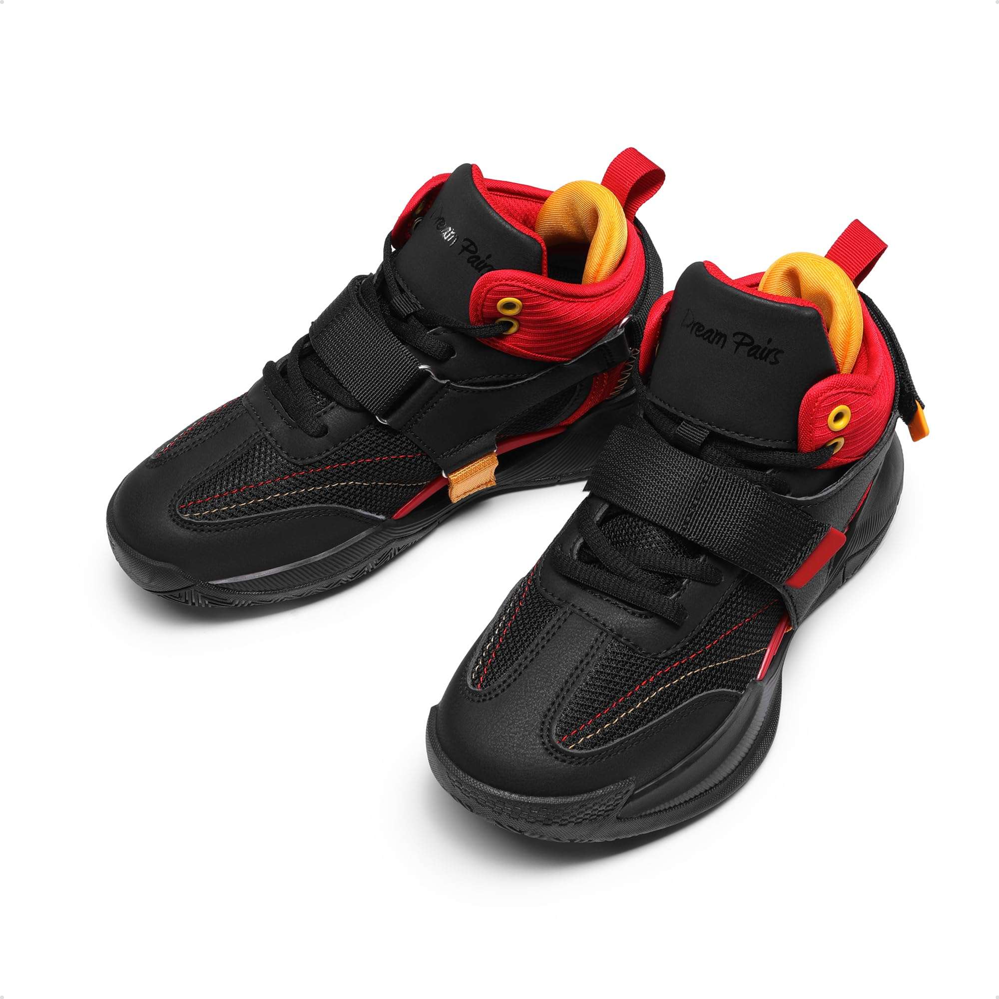 DREAM PAIRS Boys Girls Basketball Shoes Little Kid Big Kid Non-Slip Sport Athletic Sneakers Boys Comfortable Durable School Training Shoes Black/RED Size 1 Little Kid SDBS2302K 6