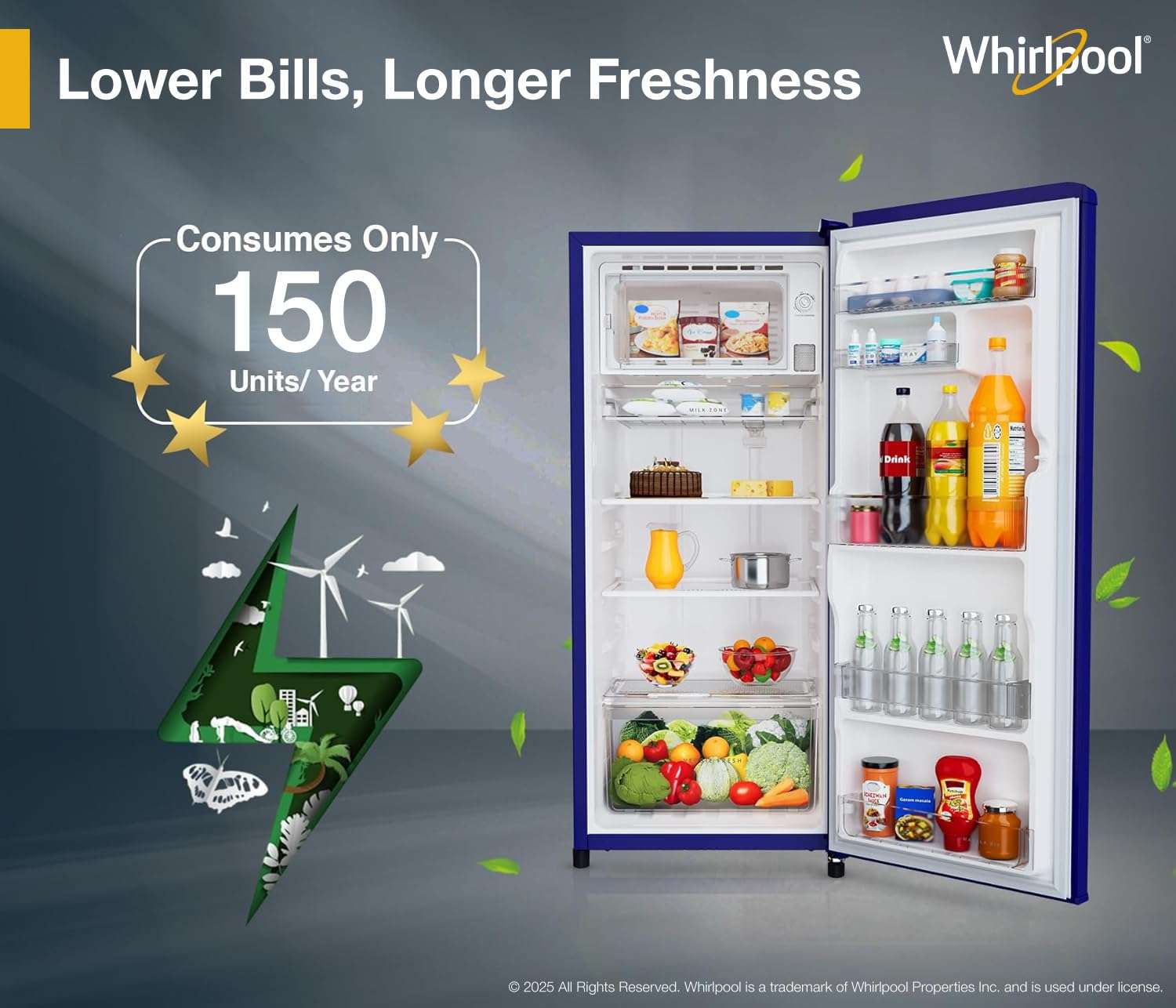 Whirlpool 192 L 4 Star Icemagic Powercool Direct-Cool Single Door Refrigerator (215 IMPC PRM 4S SAPPHIRE MULIA-Z) 4