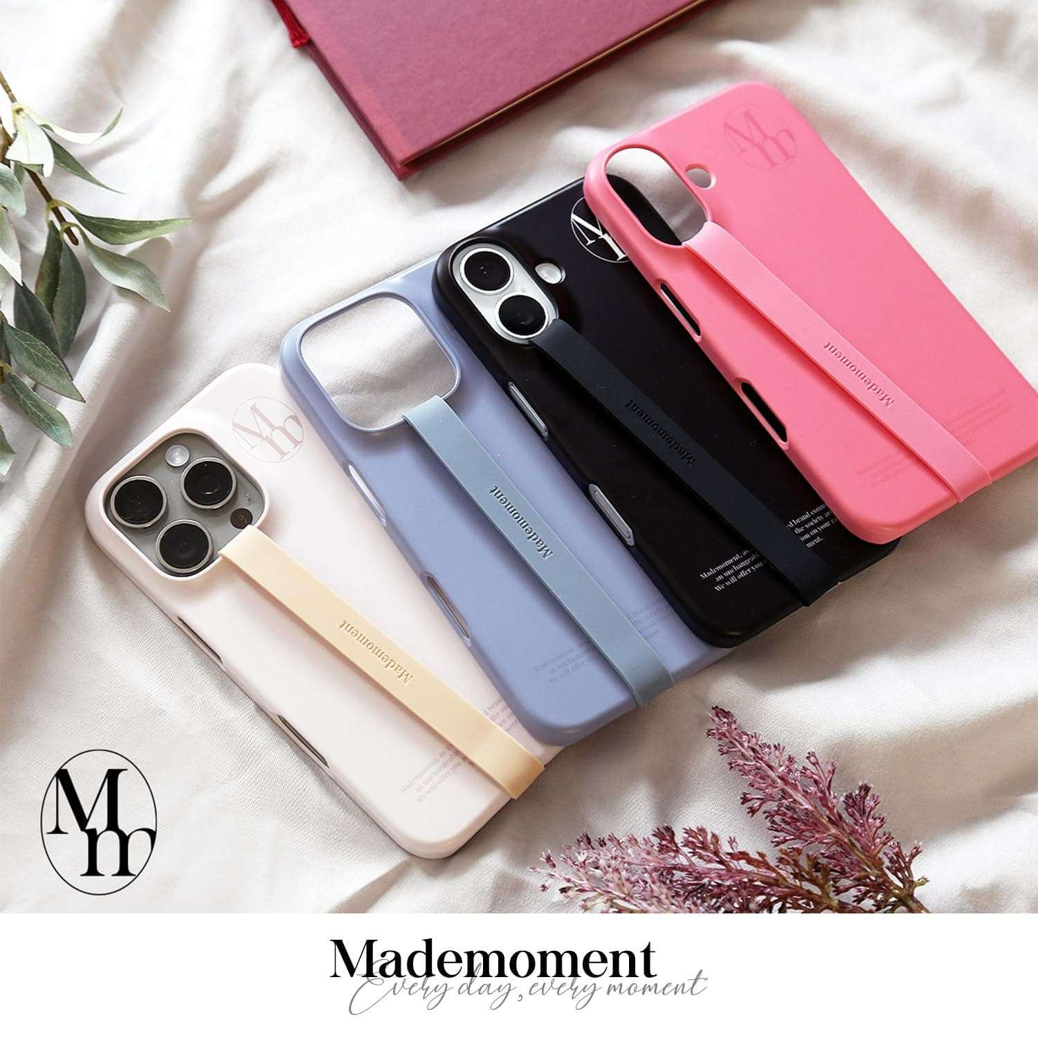 Mademoment MDM27376i16PR iPhone 16 Pro Case, Hard Case with Finger Band (Silicone Finger Band, Smartphone Grip, Drop Prevention, Durable, Polycarbonate, Dustproof, Wireless Charging), Back Cover, Soft 6