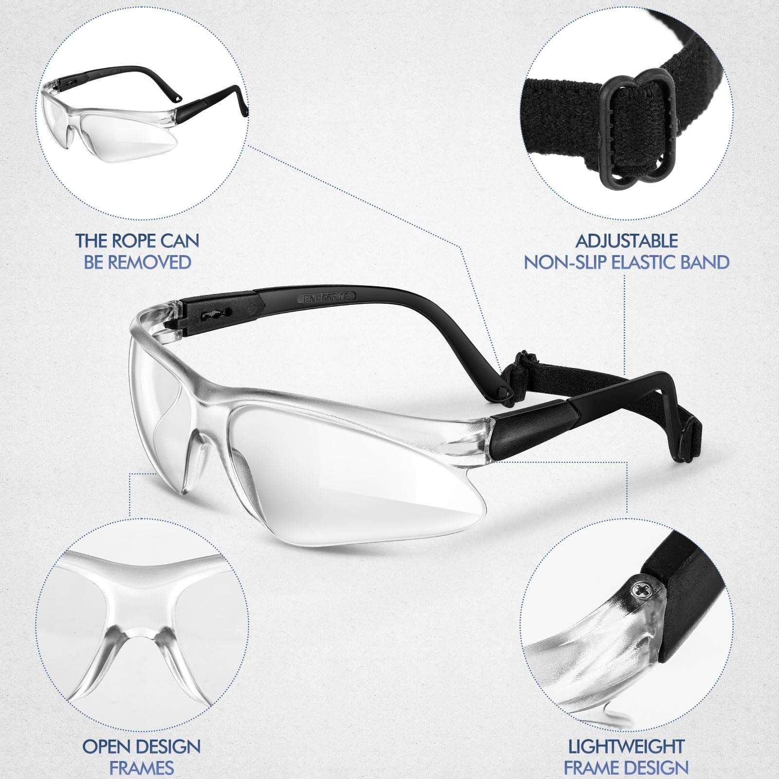 Fiada 3 Pieces Racquetball Goggles Sports Basketball Goggles Anti Fog Field Hockey View Protective Sports Eye Protectors Scratch Resistant Protective Eyewear 5