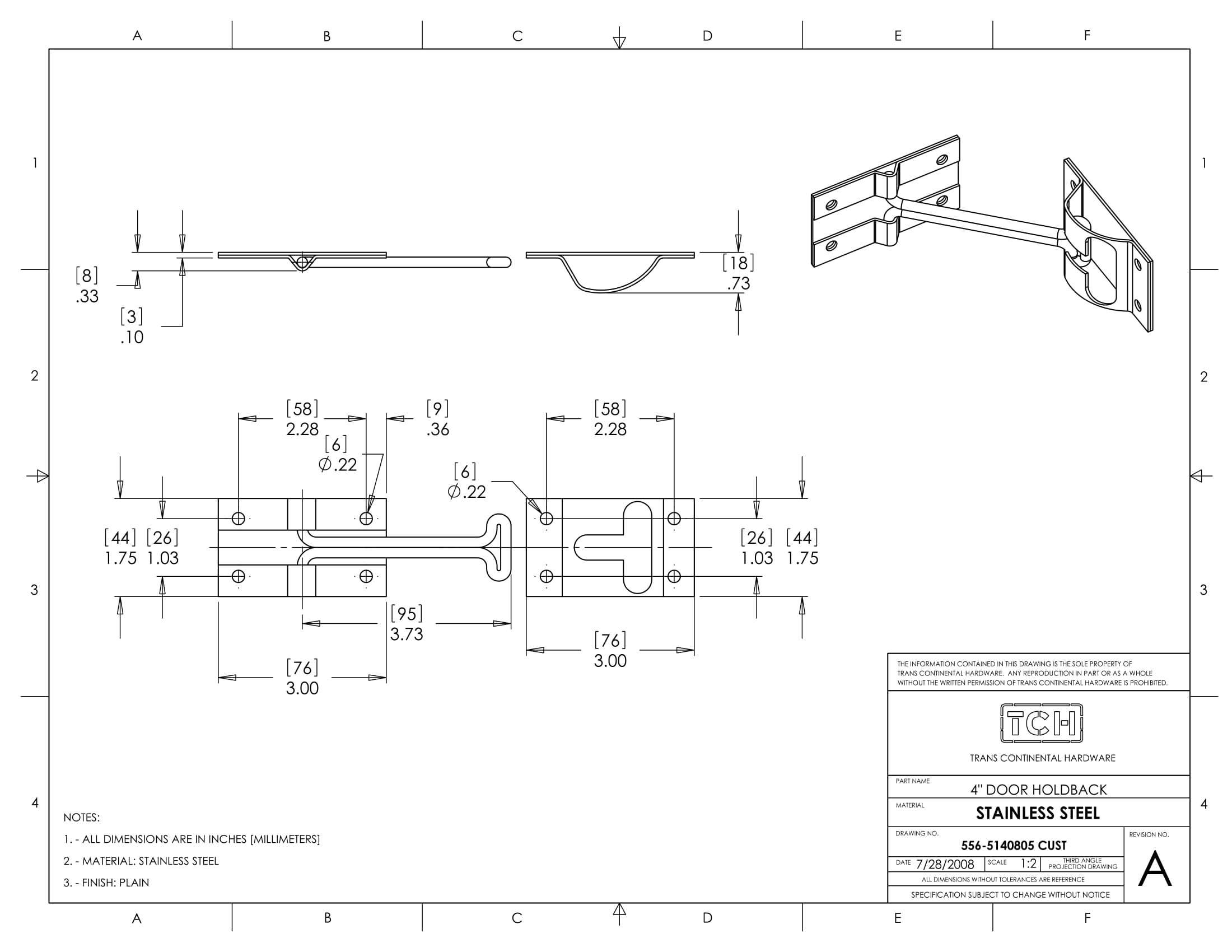 TCH Hardware 2 Pack Stainless Steel 4" Door Holdback Latch - Camper Cargo Trailer Motor Home RV 3