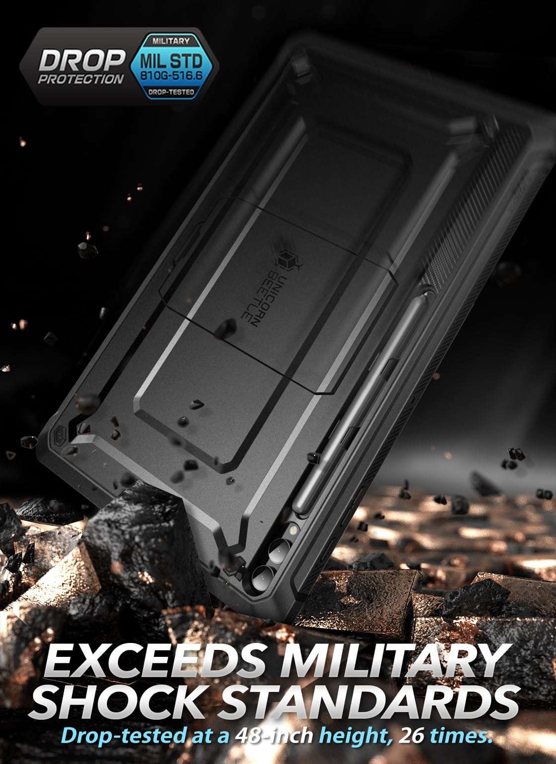 SUPCASE for Samsung Galaxy Tab S10 Ultra Case with Stand (Unicorn Beetle Pro), [Built-in Screen Protector & S Pen Holder] Full-Body Heavy Duty Tablet Cover for Galaxy Tab S9 Ultra/S8 Ultra, Black 5