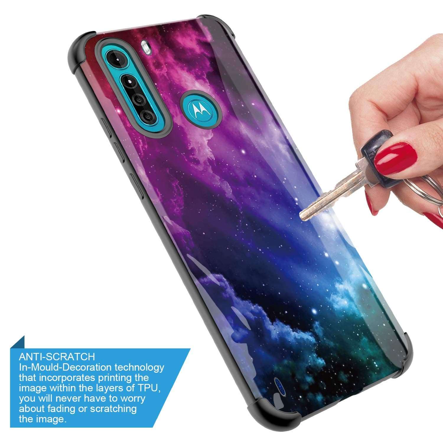 GORGCASE for Motorola Moto One Fusion Case (Not Fusion Plus) Slim Scratch Resistant Hard PC TPU Shockproof Anti-Drop TPU Airbag Bumper Armor 4 Cornor Protective Cover Girls Women Star Galaxy MILKWAY 4