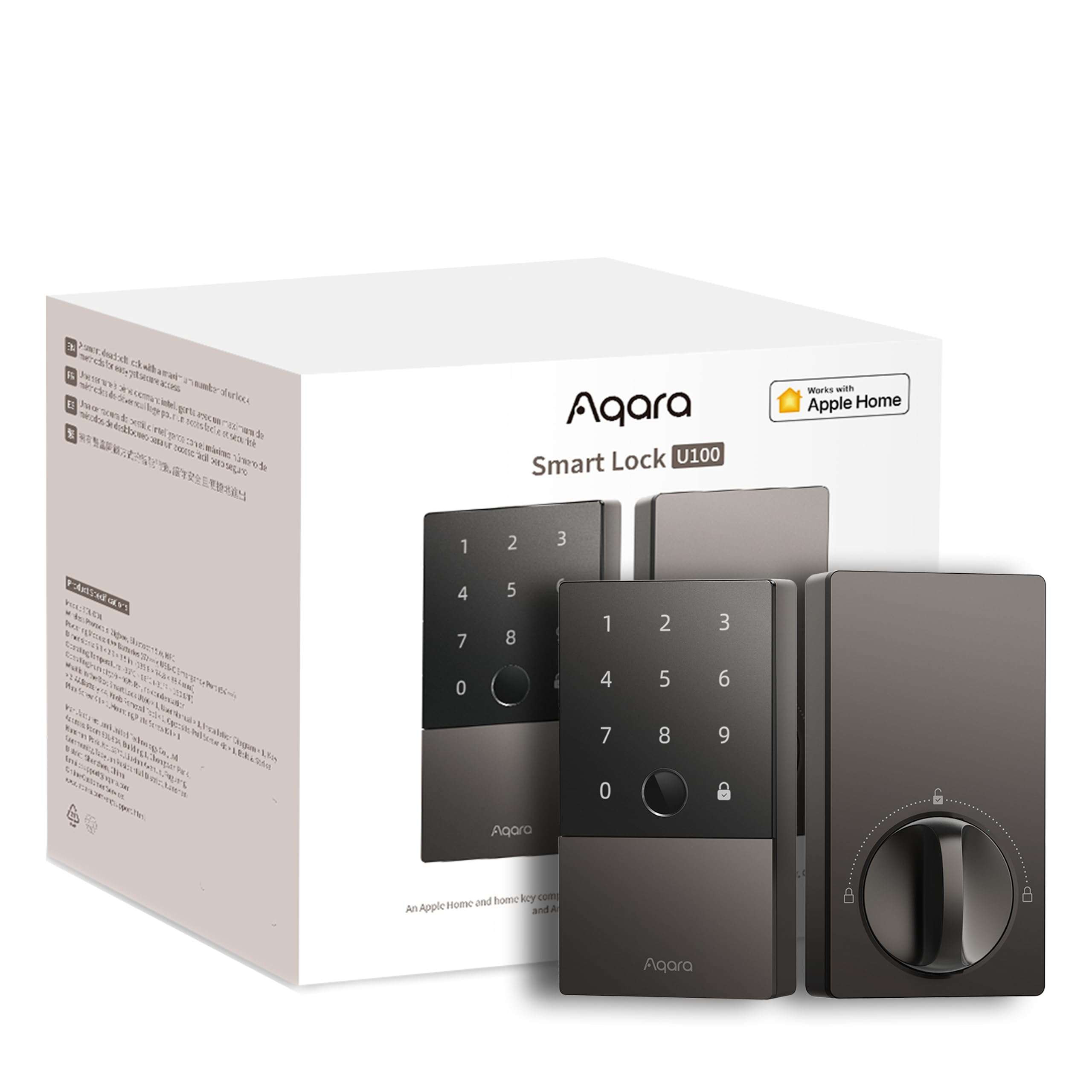 Aqara Smart Lock U100, Fingerprint Keyless Entry Door Lock with Apple Home Key, Touchscreen Keypad, Bluetooth Electronic Deadbolt, IP65 Weatherproof, Supports Apple HomeKit, Alexa, Google, IFTTT, Gray 1