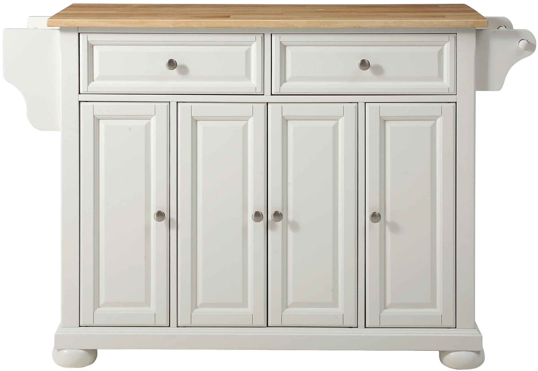 Crosley Furniture Alexandria Wood Top Rolling Kitchen Island Storage Cart, Microwave Stand, Spice Rack, White