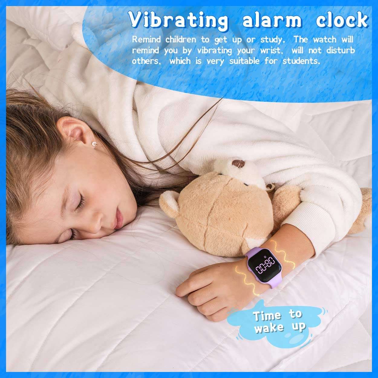 Konewos Kids Led Fitness Tracker Watch, Non-Bluetooth Digital Pedometer Wristwatch, Waterproof, 12/24 H, Stopwatch, Calendar, for Children Girls Boys Teens (White) 4