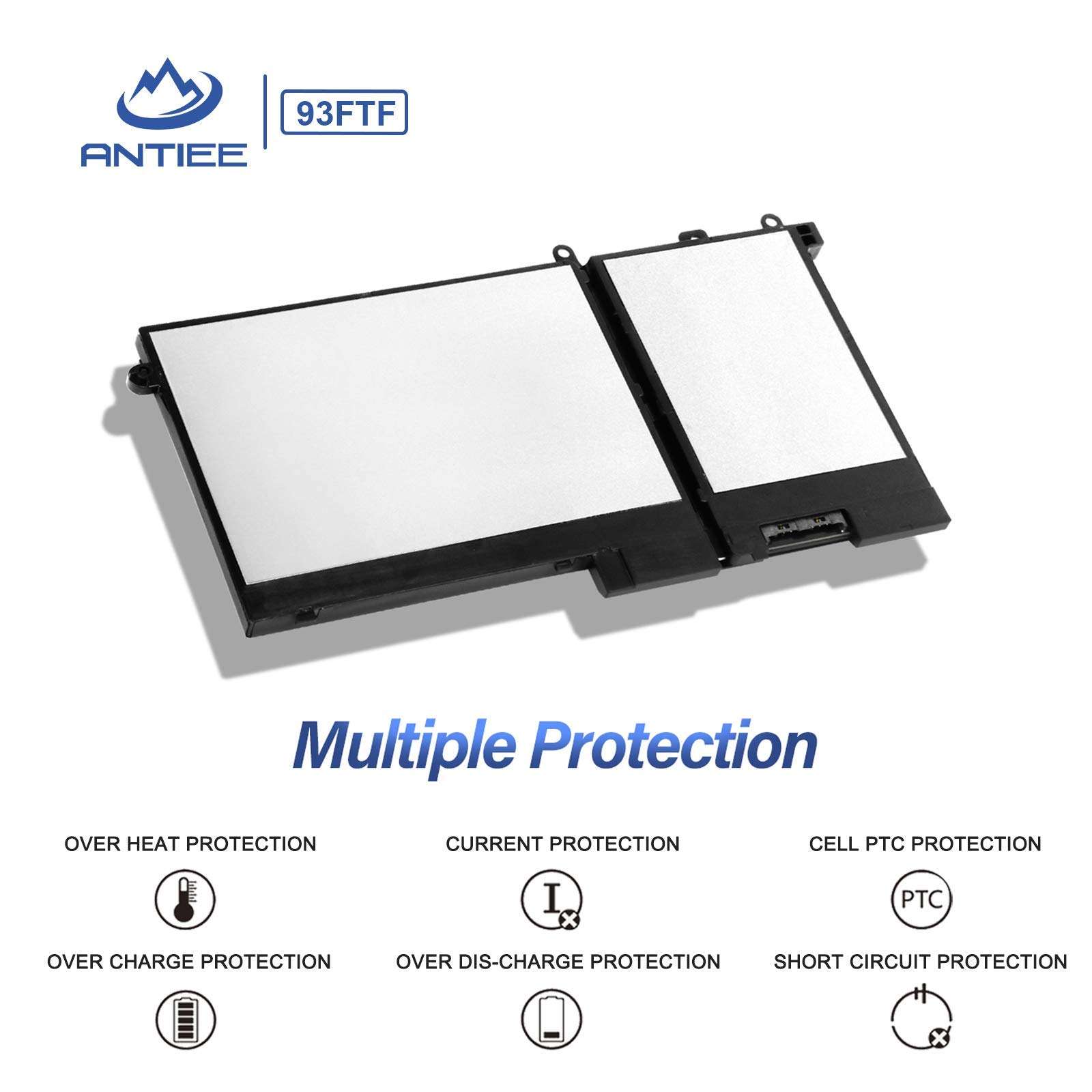 ANTIEE 51Wh 93FTF Laptop Battery Replacement for Dell Latitude 5280 5480 5580 5590 5490 5288 5290 5488 E5280 E5480 E5580 E5490 E5590 E5290 Precision 15 3520 3530 Series D4CMT 4YFVG 83XPC 083XPC 4