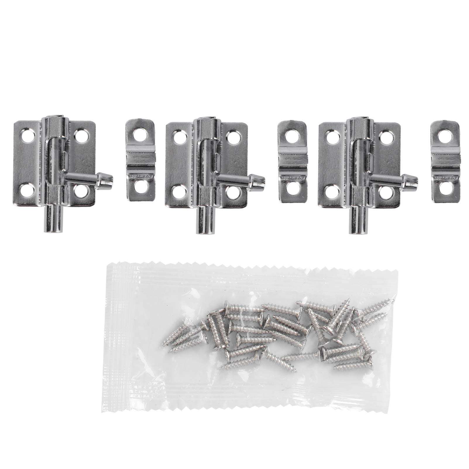 GARNECK Iron Door Anti- Slide Lock Bolt Bathroom Door Lock Door Lockto Keep Your Security And Privacy 3pcs With Screws (silver） 1