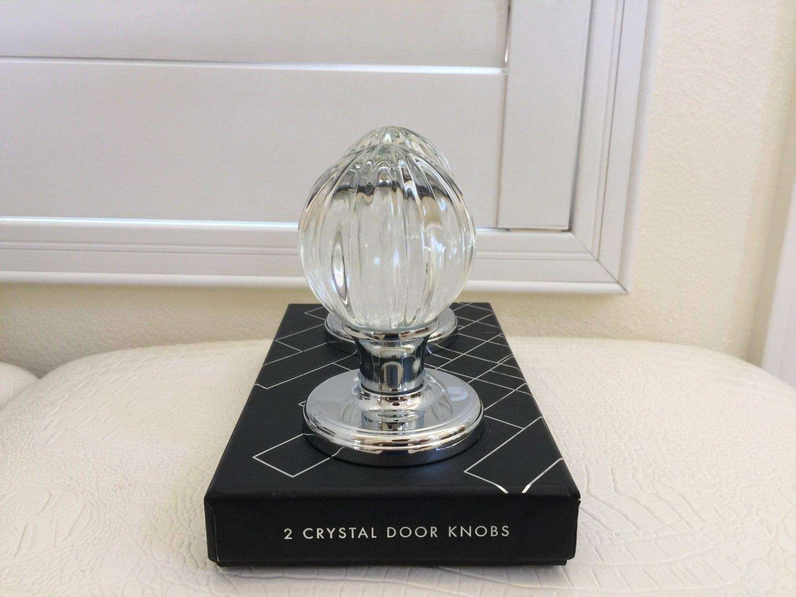 TAHARI HOME Set of 2 Door KNOBS Pull Mirror Crystal Glass Round Design 4