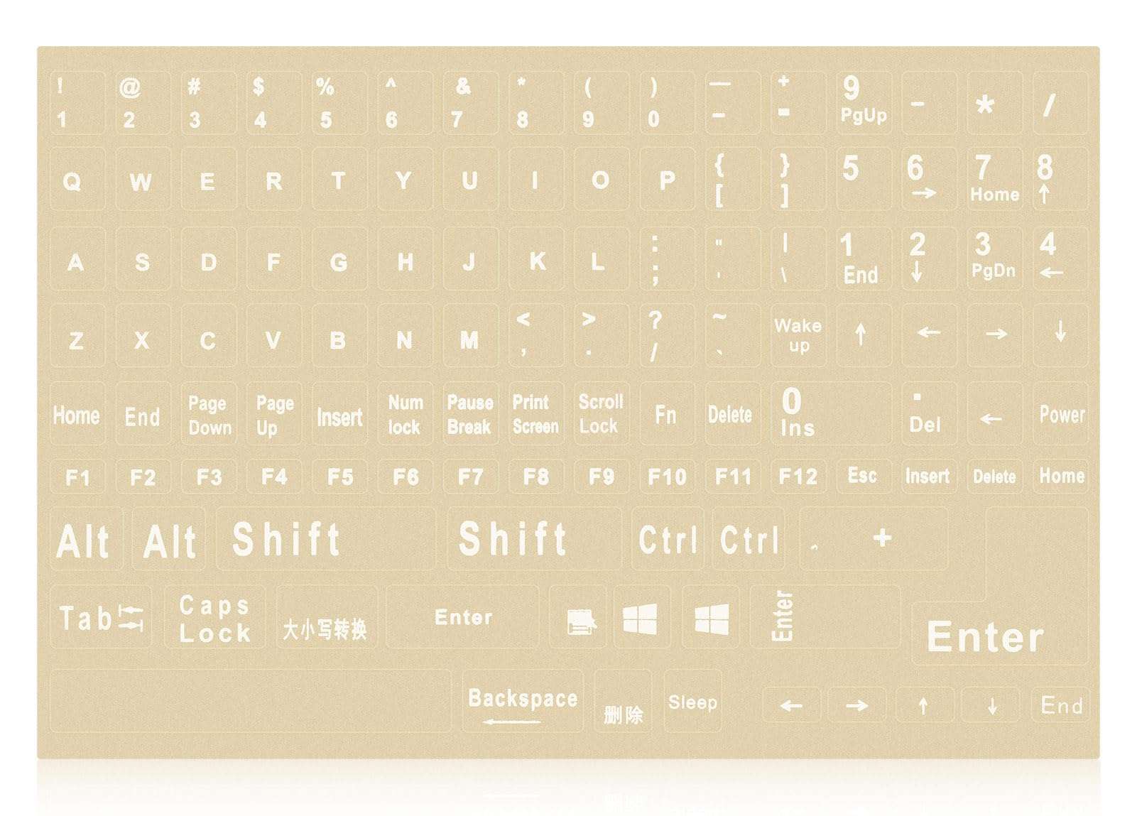 English Keyboard Stickers, Universal Computer Laptop Replacement Keyboard Letters Transparent Background White Lettering Alphabet Stickers for Laptop PC Computer Notebook Desktop 6