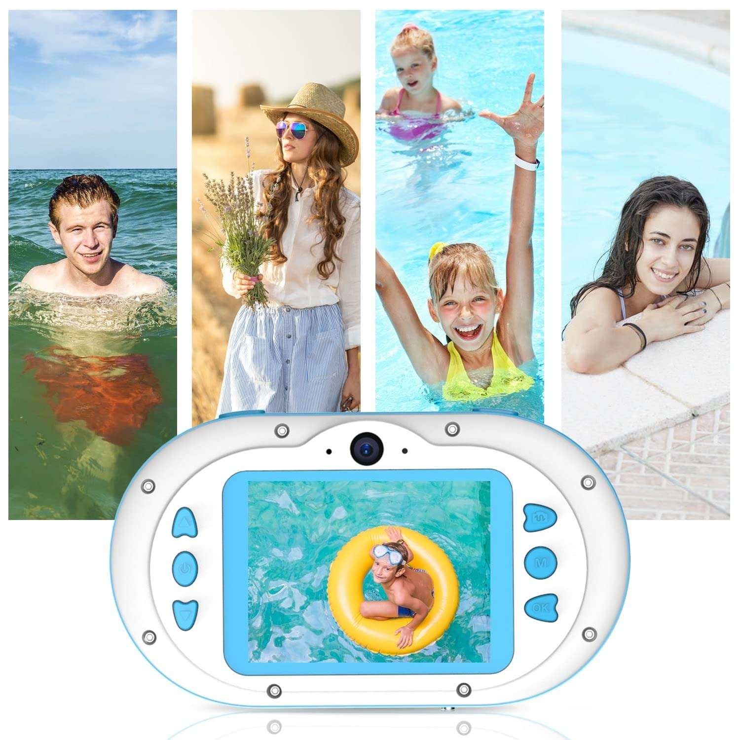 RADIONICS 8MP Children Digital Camera Kids Waterproof Camera with Front and Rear Dual Cameras 2.4 Inch IPS HD Screen One-Click Photo/Video Self-Timer for 5s 4