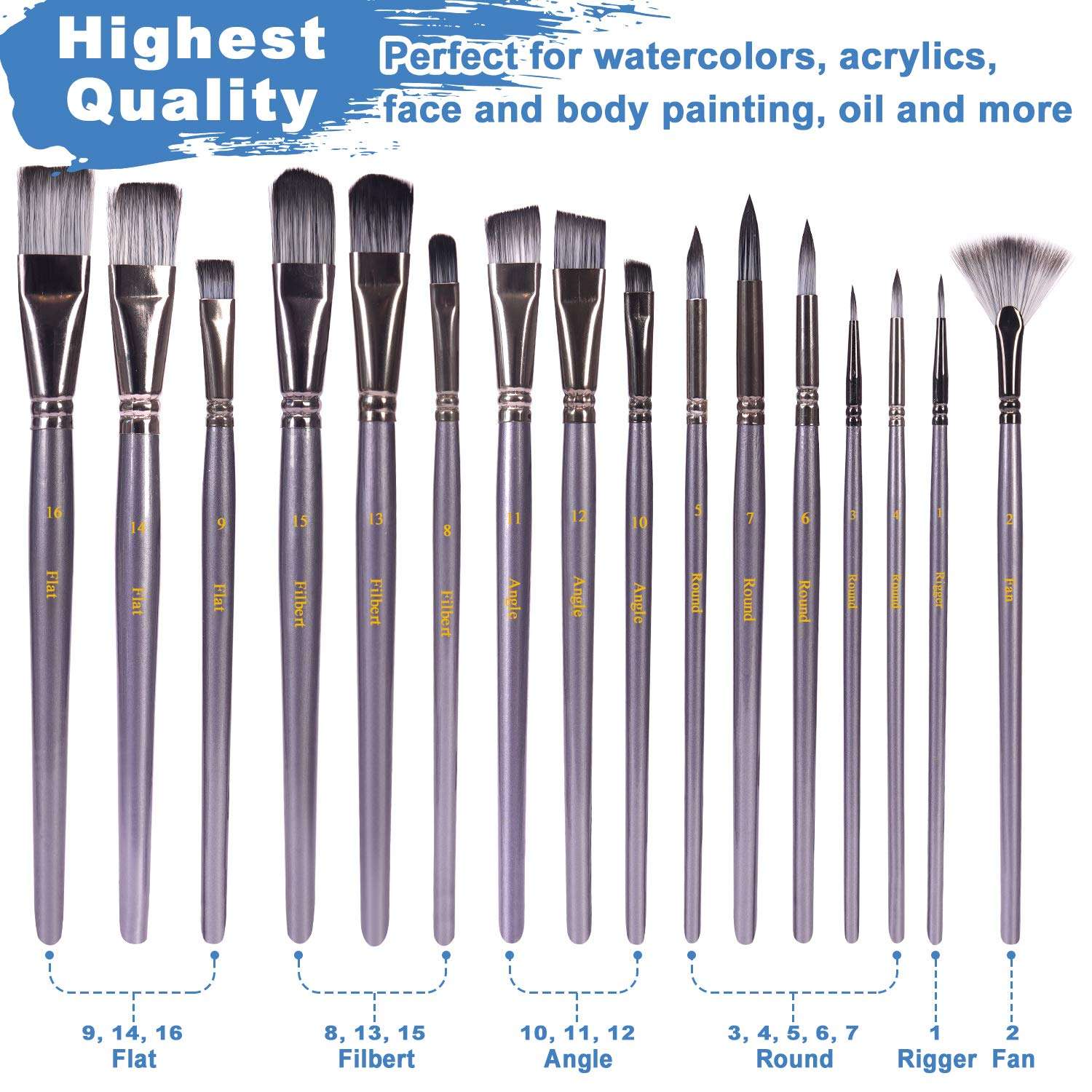 Acrylic Paint Set, 48 Piece Professional Painting Supplies Set, Includes 24 Color Acrylic Paints, 16 Art Painting Brushes with Zippered Case, Paint Knife, Art Sponge and 3 8" x 10" Canvas for Artists 5