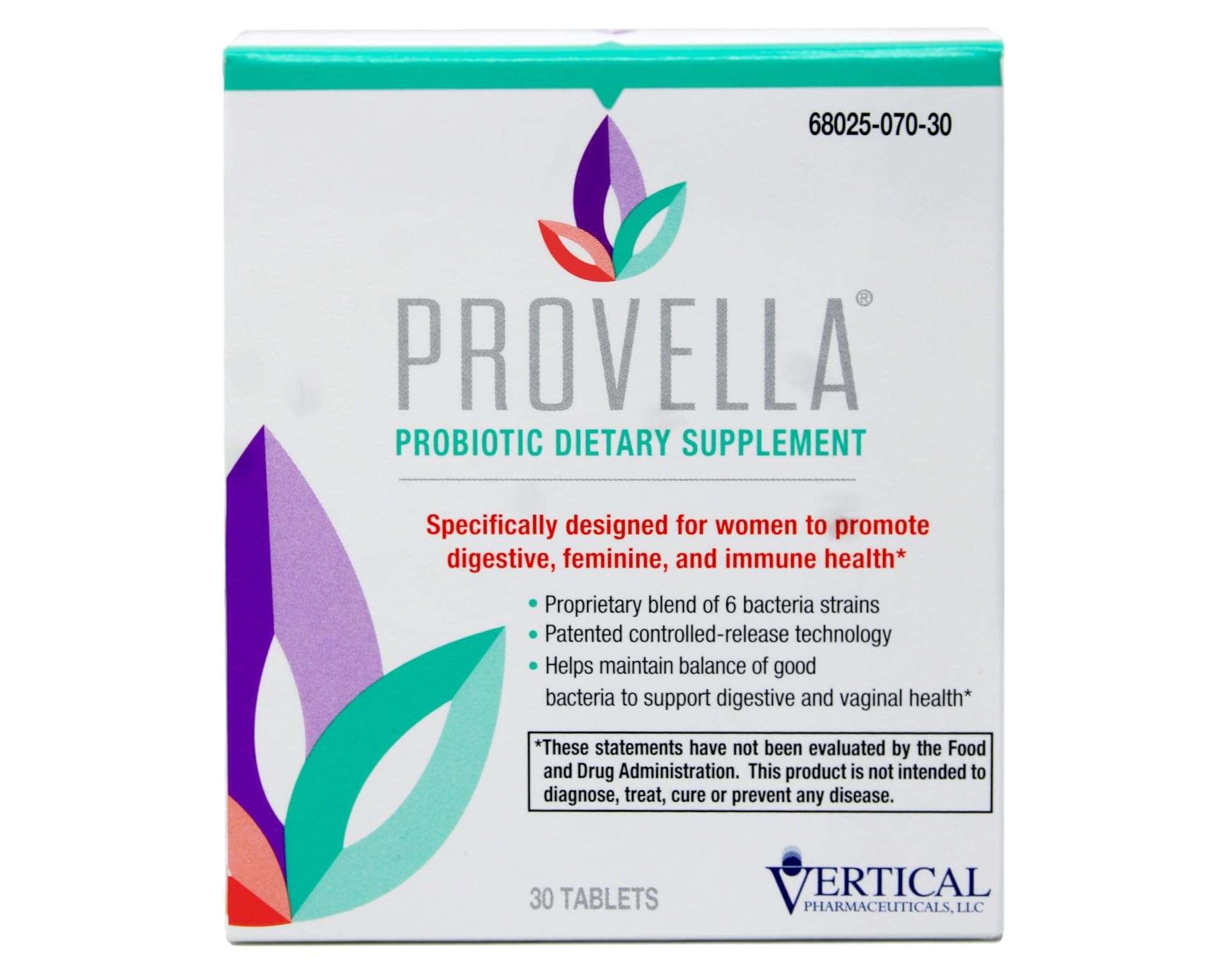 Provella Probiotic Dietary Supplement for Women: Supports Digestive, Feminine, and Immune Health - 30 Tablets