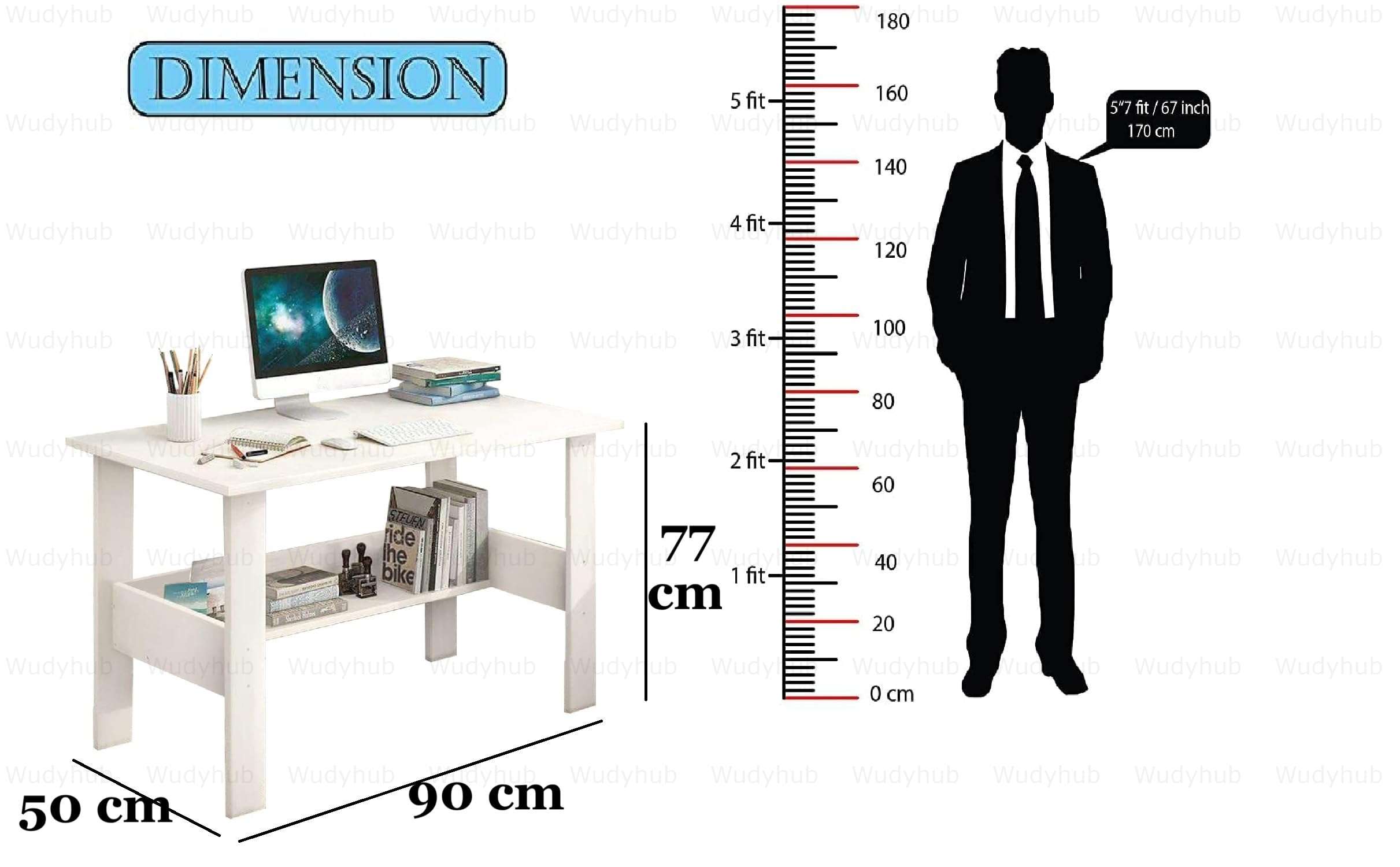 Wudyhub Computer Home/Office Desk | Writing Study | Laptop Table | Modern Simple Desk | Small Desks for Small Spaces | Sturdy Desk for Home, Office, Bedroom, Living Room (ST-09-White) 4