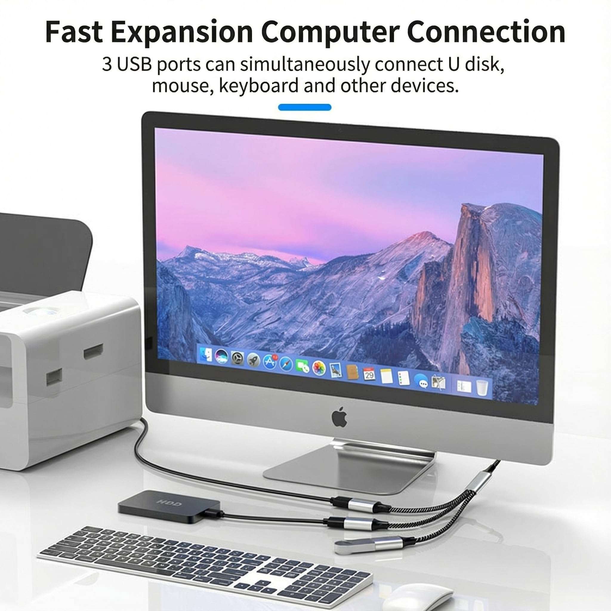 USB Male to 3 USB Female OTG Cable Adapter,USB Charger Splitter Y Cable [1 Pack],USB Splitter 1 in 3 Out Support Charging and Data Transfer for Printer/Keyboard/Flash Drive/Laptop/LED/Headsets Etc 4