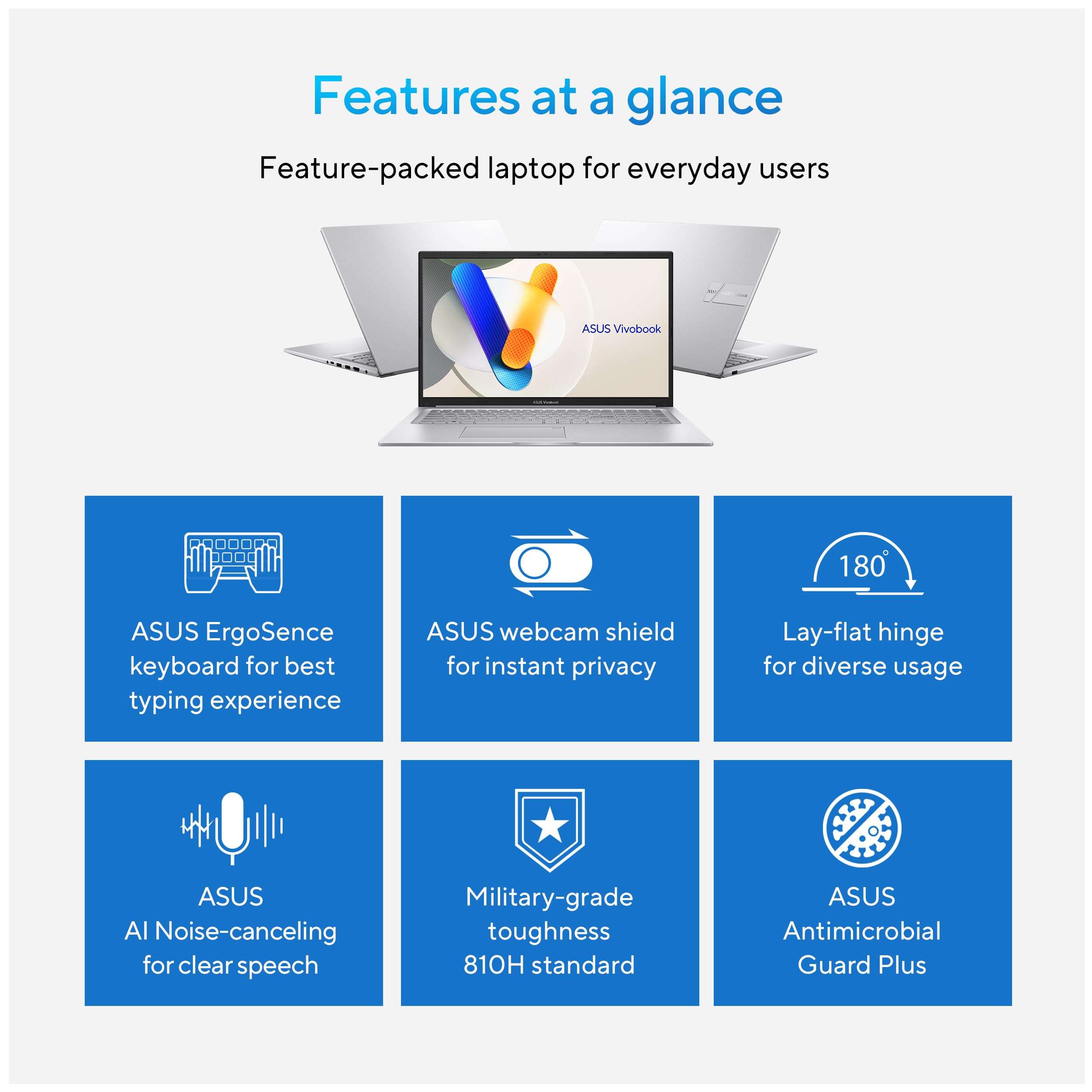 ASUS 2024 Vivobook 17.3” Laptop, FHD Display, Intel Core 5 120U, 16GB RAM, 1TB SSD, Fingerprint Sensor, HD Front Camera, Windows 11 Home; Cool Silver, F1704VAP-AS56 2