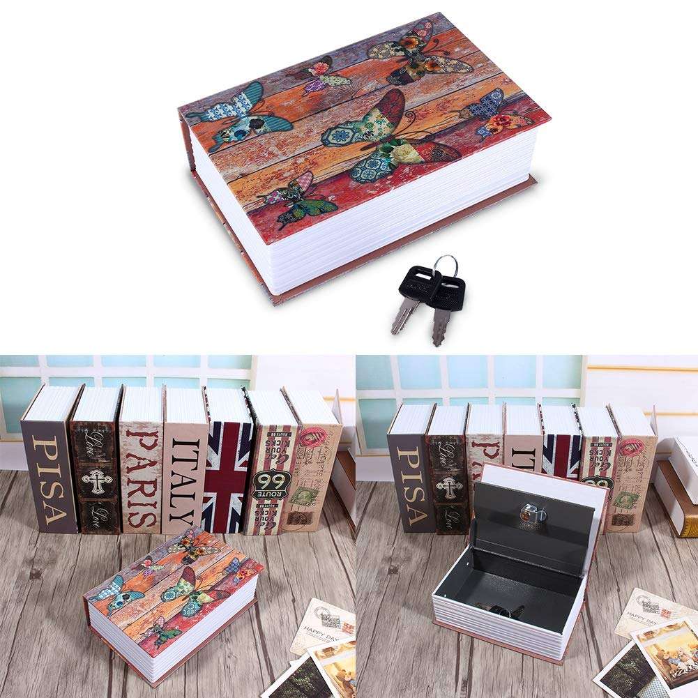 Security Box, Dictionary Book Secret Security Box Money Cash Jewelry Lock Box (Butterfly Type) 6