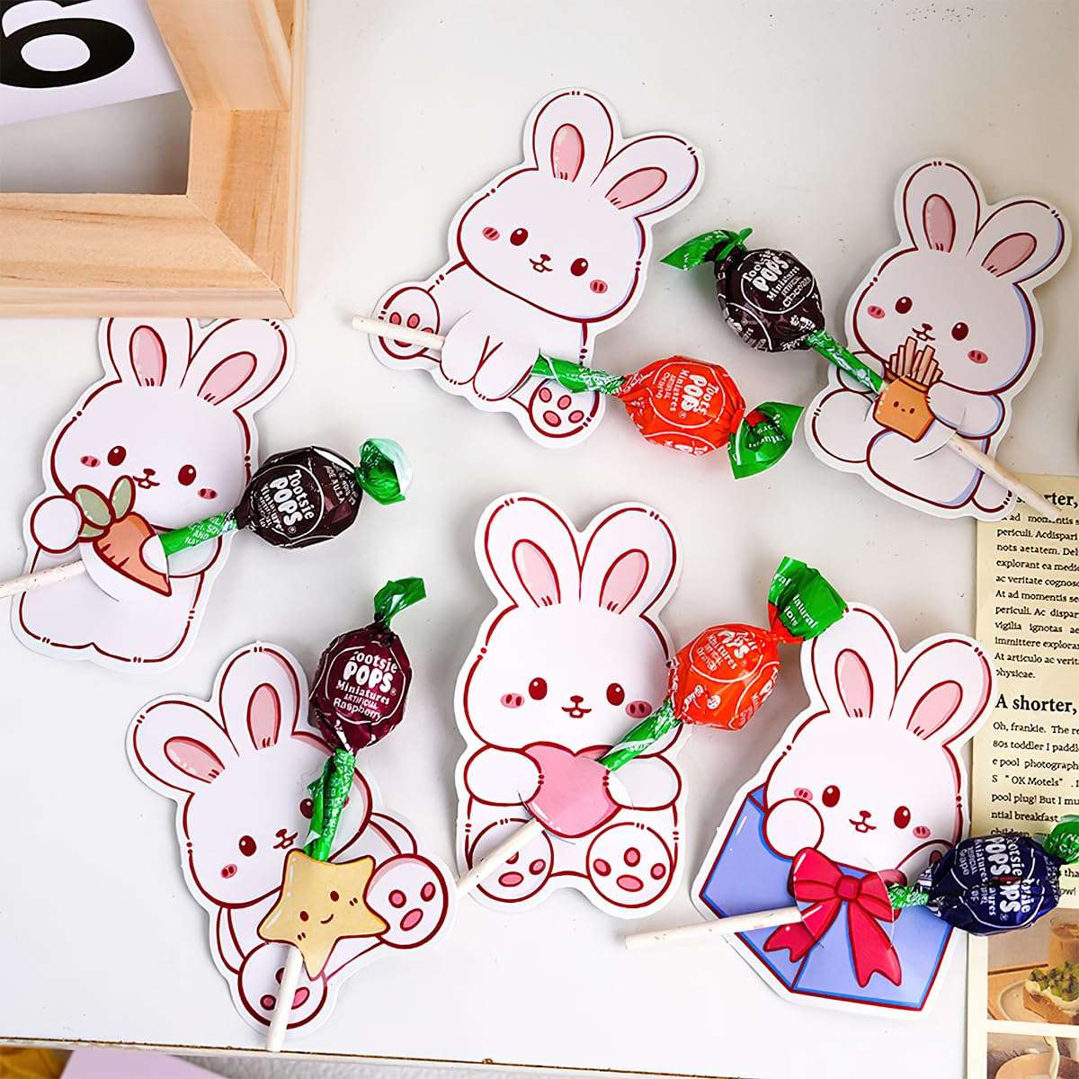 60Pcs Easter Bunny Candy Paper Cards Cute Rabbit Candy Chocolate Egg Holder Package Wrapping Greeting Card for School Classroom Exchange Cards Party Favors Decoration Supplies 3