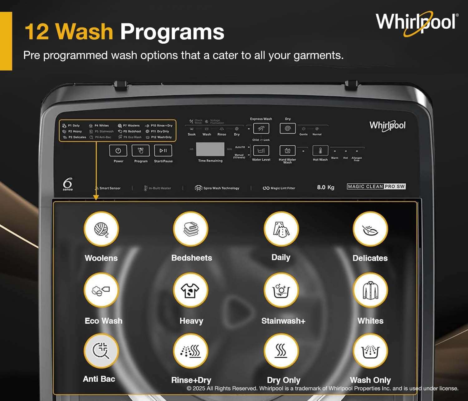 Whirlpool 8 Kg 5 MAGIC CLEAN PRO SW H Fully Automatic Top Load Washing Machine (MAGIC CLEAN PRO SW H KG GREY 10YMW with In-Built Heater) 3