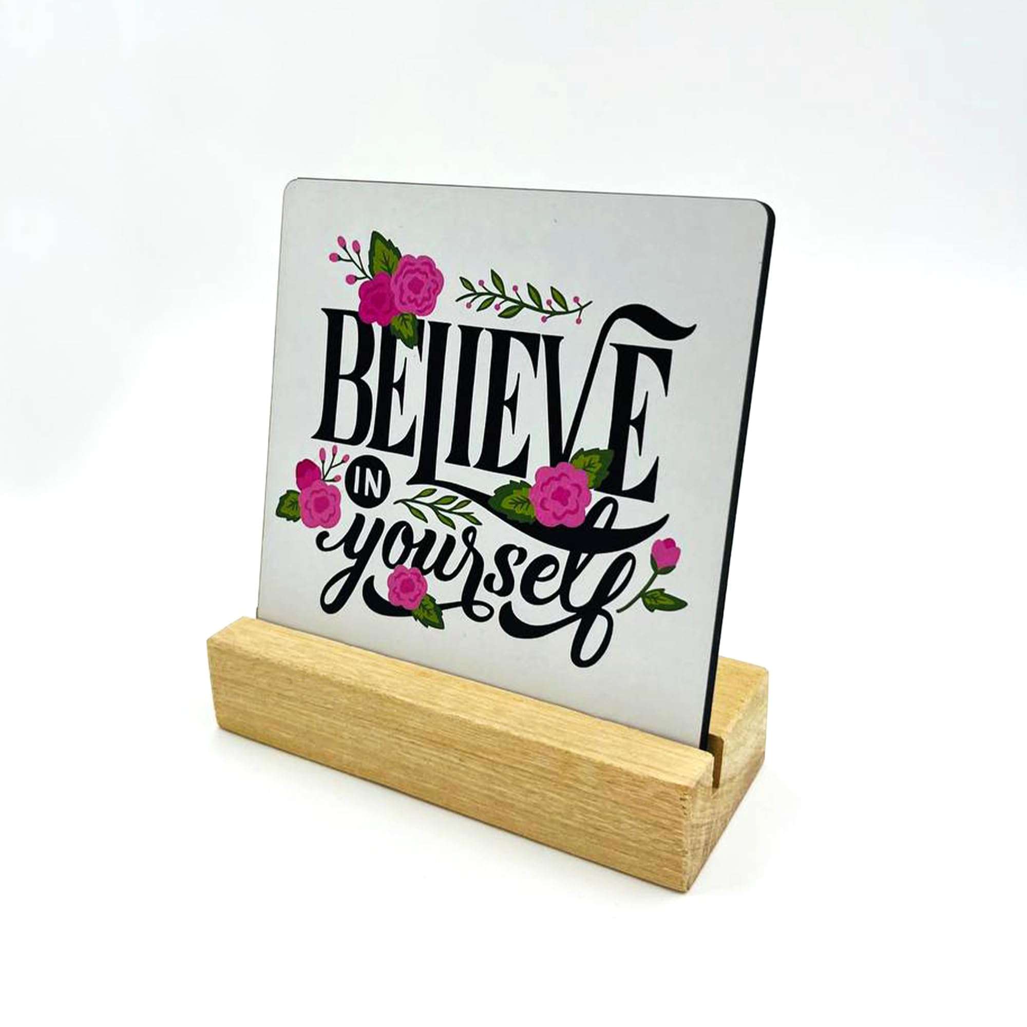 RAG28 Wooden Believe in Yourself Study Office Table Decor Showpiece Home Decor Items (Size: 6.5X6 Inches, EK8) 6