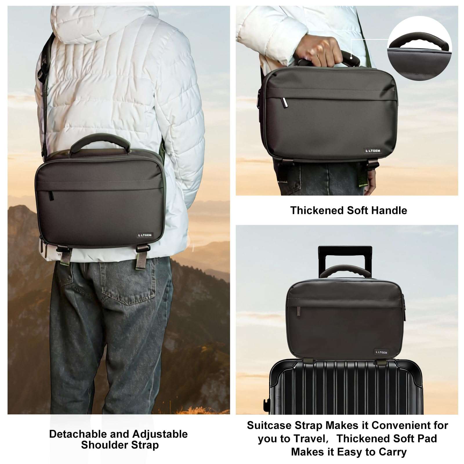 LTGEM Camera Bag Compatible with Canon/Sony/Nikon DSLR Camera, Camera Sling Bag Double-sided Opening for Travel, with Tripod Strap, Shoulder Strap and 6 Divider(Gray) 6