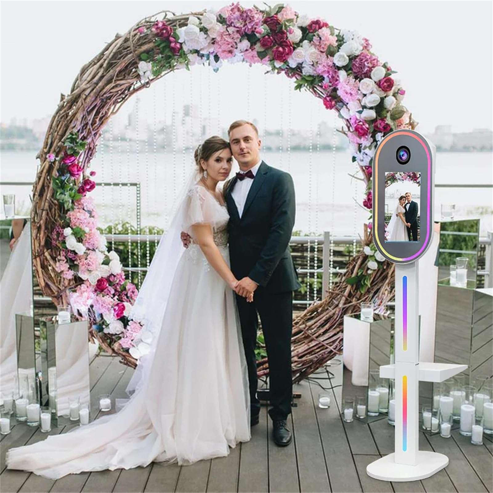 FXNFXLA DSLR Photo Booth Machine Portable 15.6 Inch Touch Screen Camera Mirror Photobooth with Flight Case Packing for Wedding Party Events 3