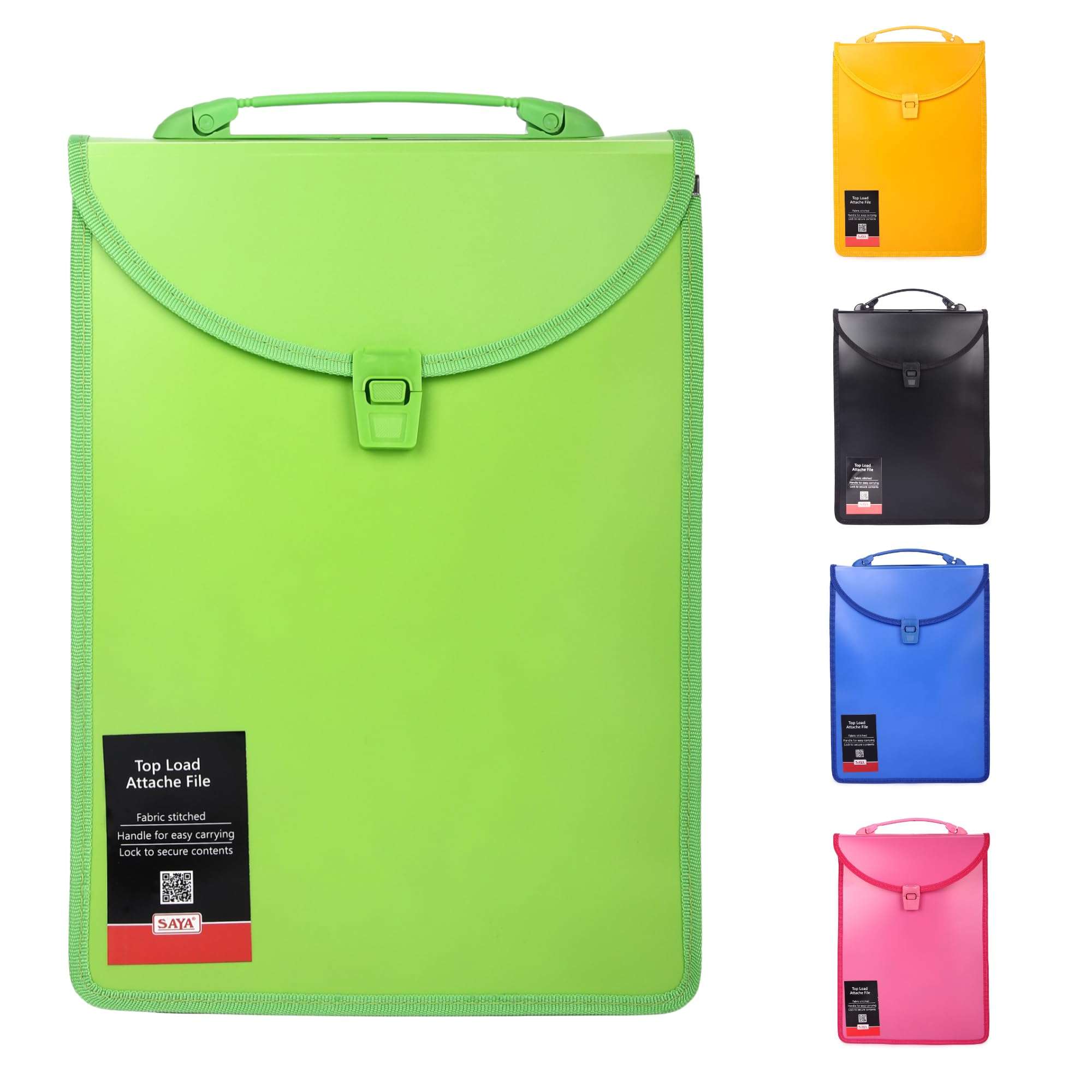 Saya Top Load Attache File with Handle & Lock Waterproof Document Organizer A4 Size Holds Up to 150 Sheets Ideal for Office School Use Secure Storage Travel Case Durable and Stylish Design 3