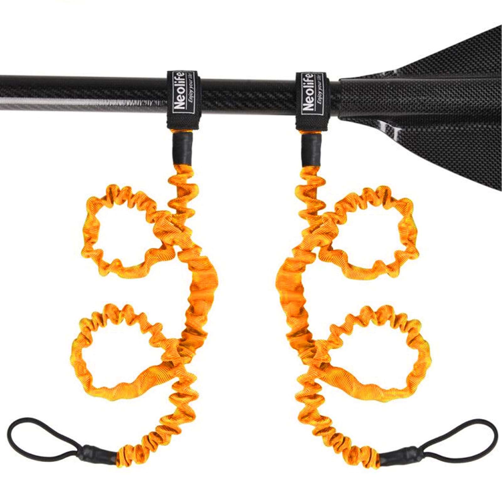 WONITAGO Stretchable Kayak Paddle Leash, Coiled Rod Leash Tool Lanyard for Kayak and SUP Paddles, Fishing Poles Rods，Orange 2 Pack