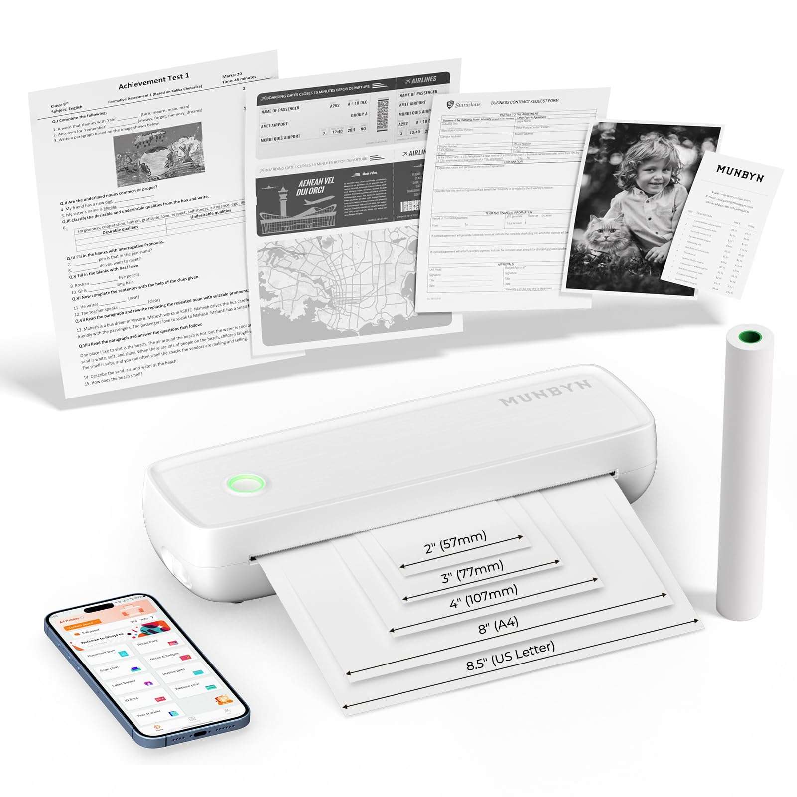 MUNBYN Portable Printers Wireless for Travel ITP04 and Portable Scanner in 900 Dpi Include 16G SD Card 3