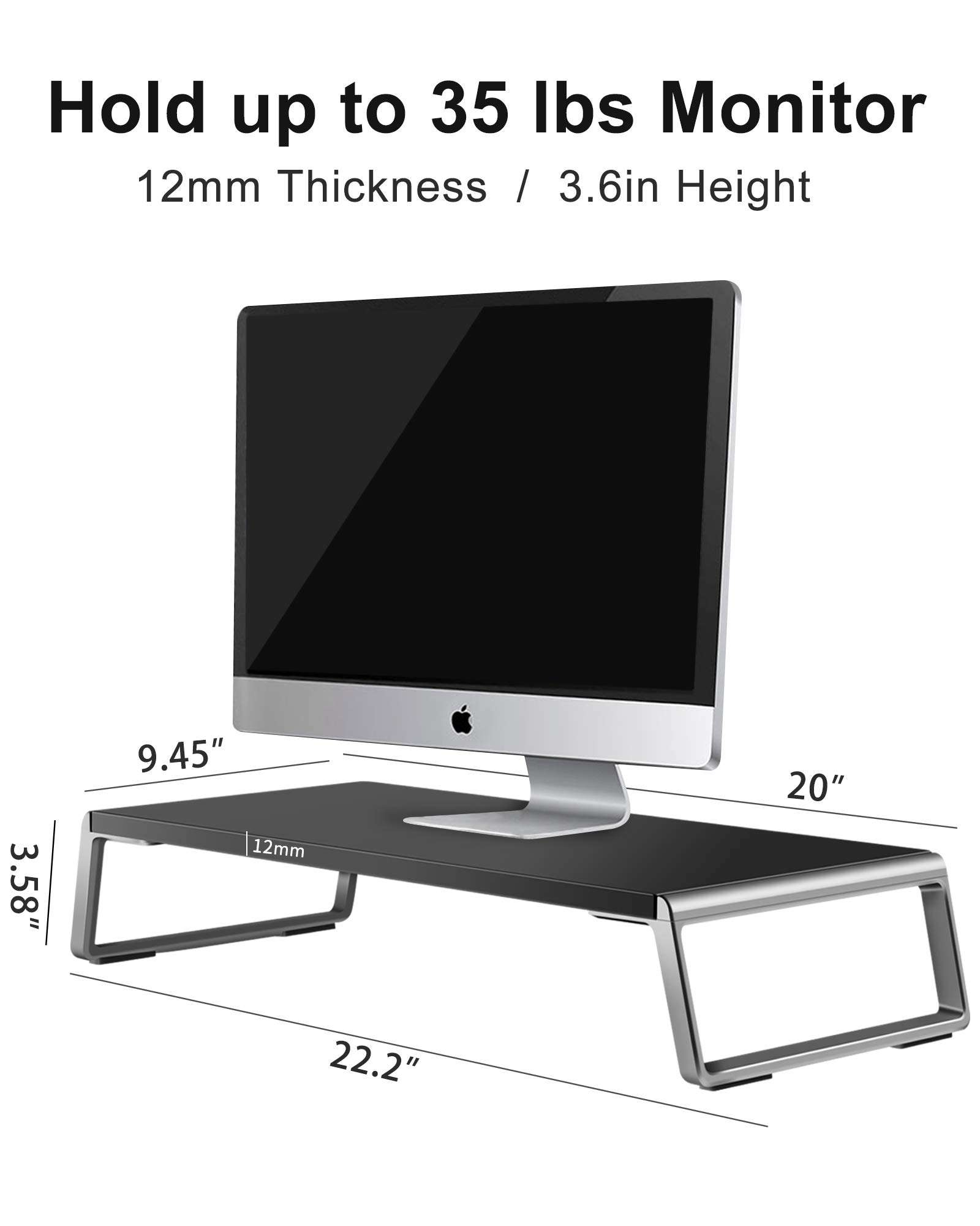 AboveTEK Monitor Stand Riser with Metal Feet for Computer Laptop iMac TV LCD Display Printer, Computer Riser with Desk Organizer 20 x 9.5 inch Office Supplies Platform Save Space-Black 5