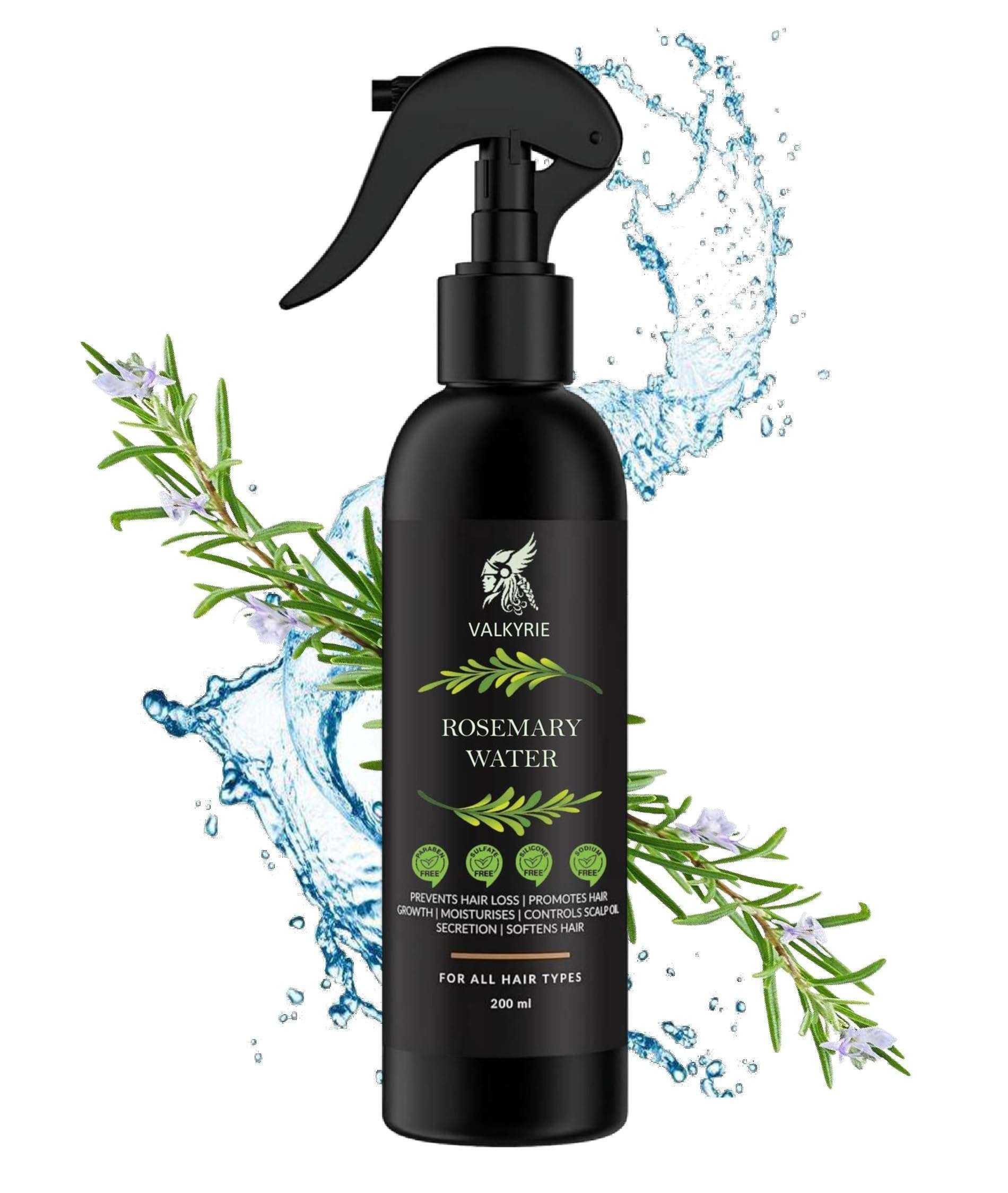 VALKYRIE Rosemary Water Daily Strengthening Mist, with Peppermint and Rosemary Essential Oils to Strengthen Strands for all Hair Types (200ml) 1