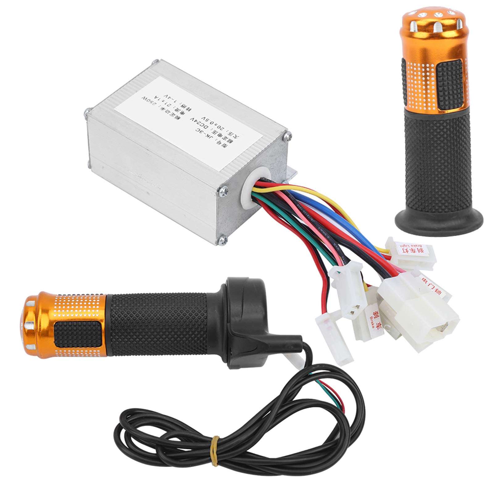 Keenso 24V 250W Brush Controller with Yellow Throttle Grip Kit, Motor Controller Electric Scooter Conversion Kit 6