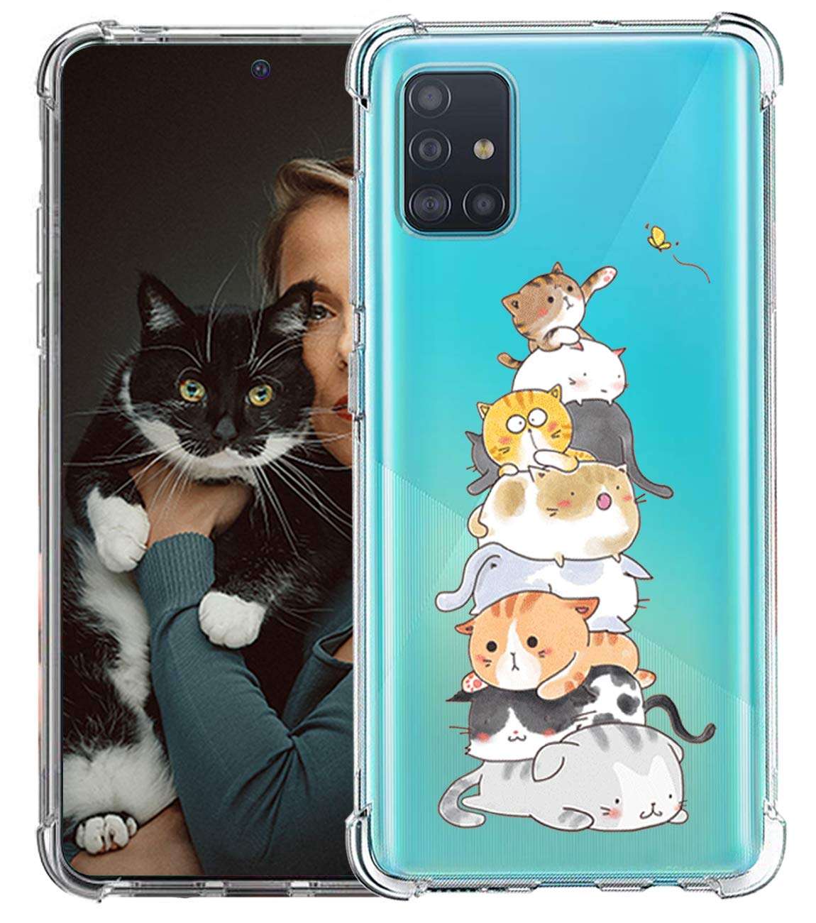 Galaxy A71 5G Case Clear Silicone Case with Design Flower Samsung A71 5G Floral Pattern Phone Cases Soft Transparent Full Body Protective Cover for Samsung Galaxy A71 5G Case for Women Girls 1