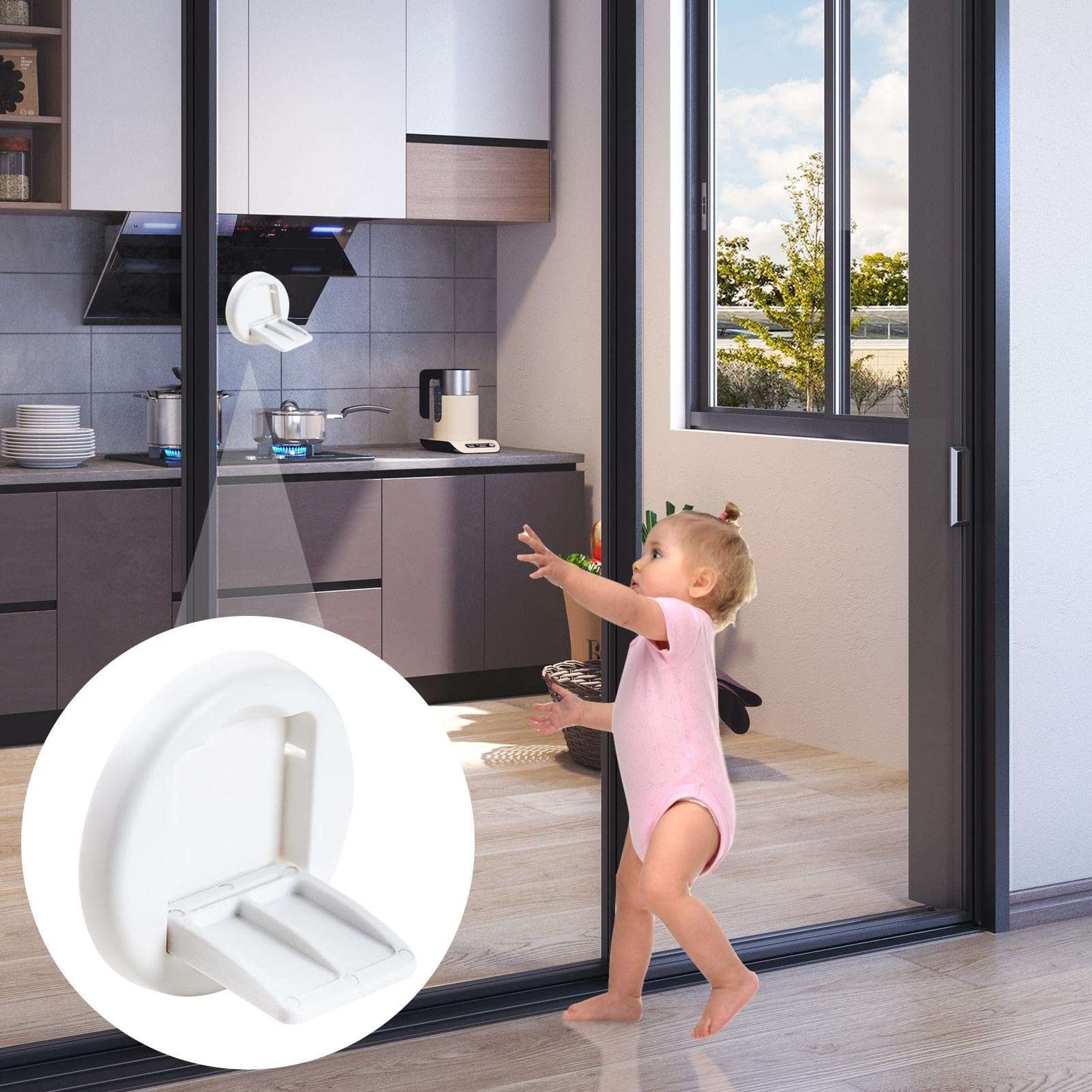Sliding Door Locks - Child Safety Sliding Glass Door Lock | No Drilling Baby Proof Sliding Door Lock Provides More Security, Anti-Theft Window Limit Lock, Anti-Fall Sliding Door Lock For Baby & Pets 6
