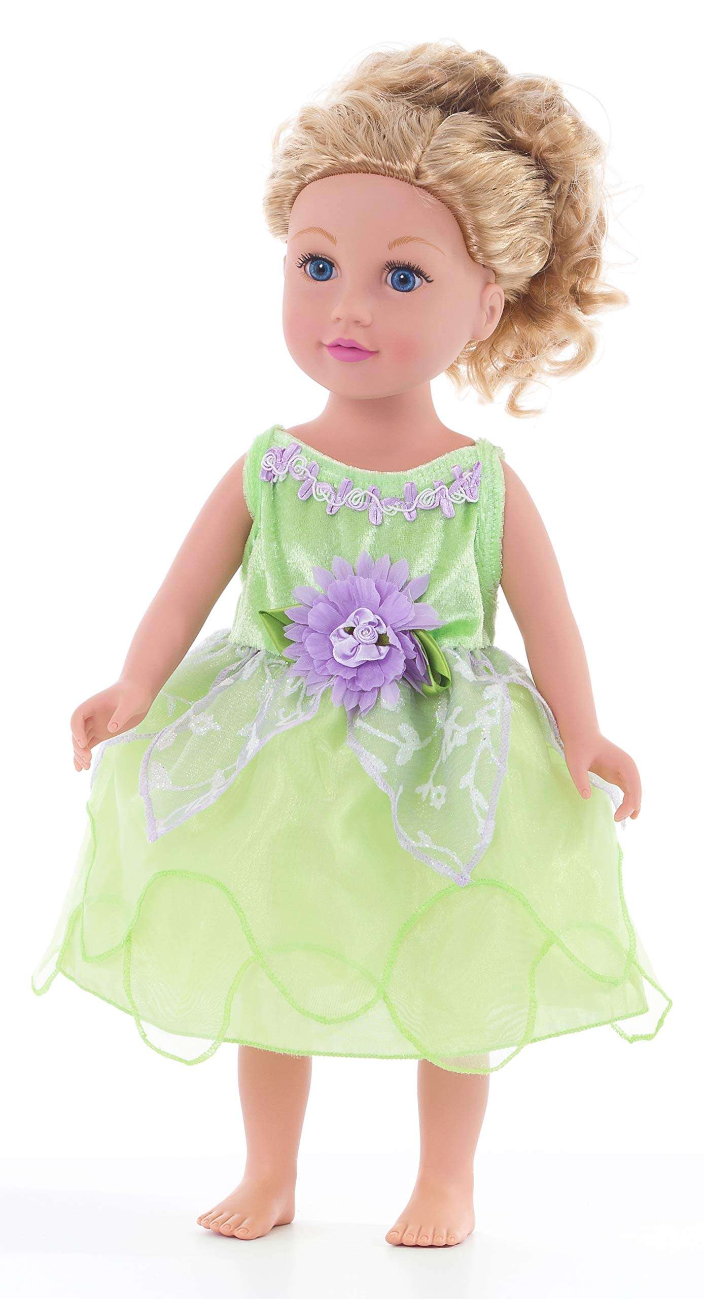Little Adventures Tinkerbell Fairy Doll Dress - Doll Not Included - Machine Washable Child Pretend Play and Party Doll Clothes with No Glitter 1